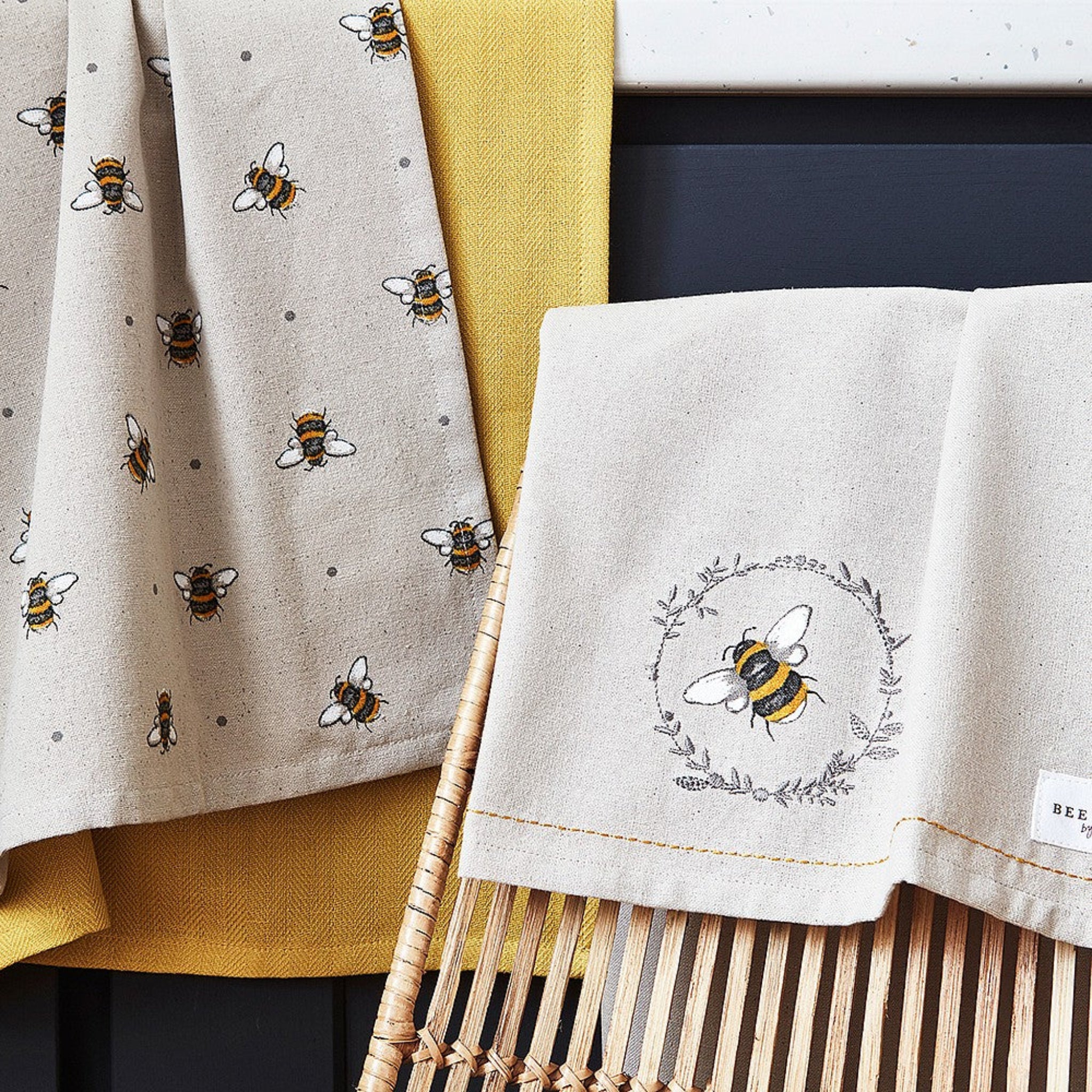 Bumble Bees 3 Pack Tea Towels - Bumble Bees 3 Pack Tea Towels - Organic Cotton