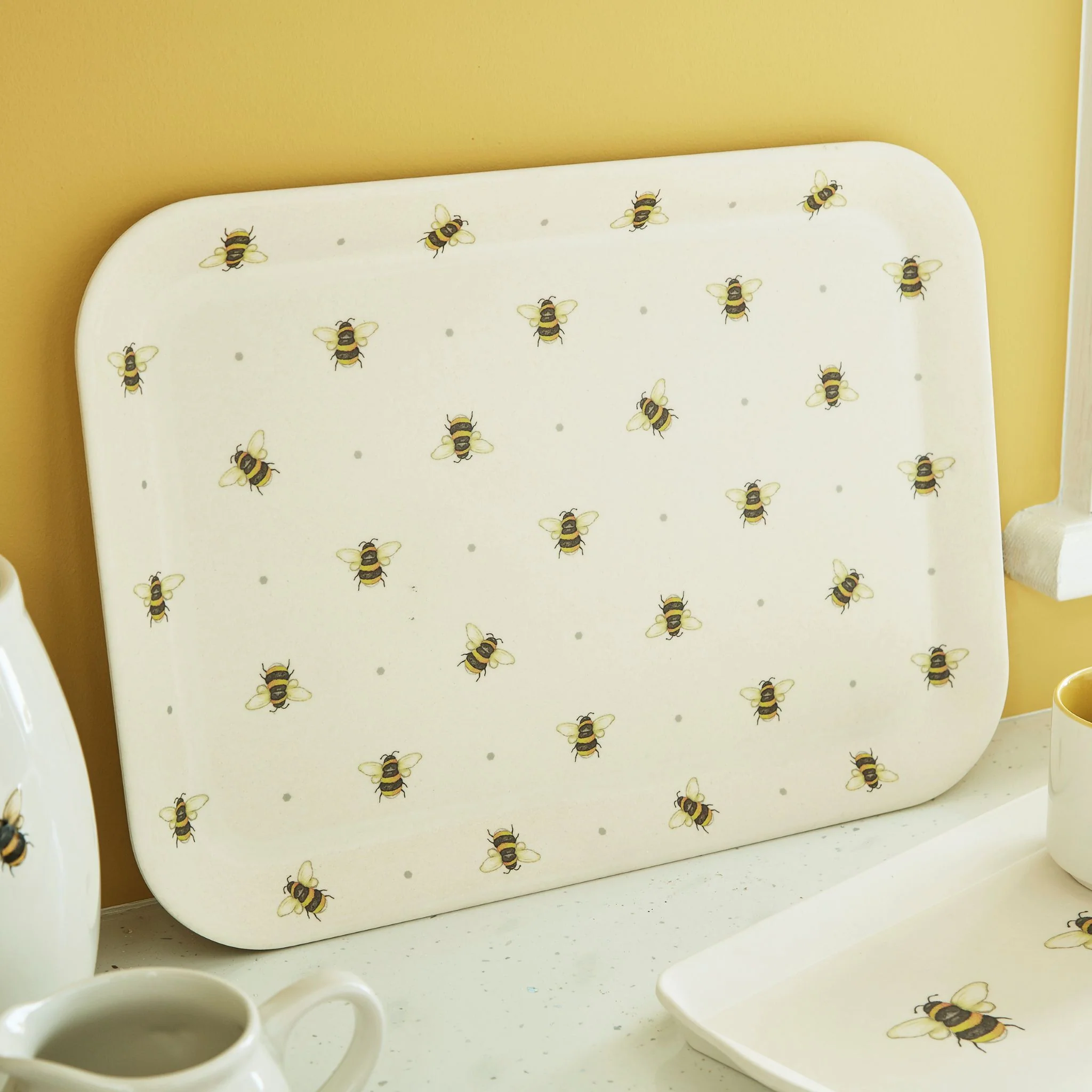 Bumble Bees Large Tray - Bumble Bees Large Tray Bamboo Mix Fibre