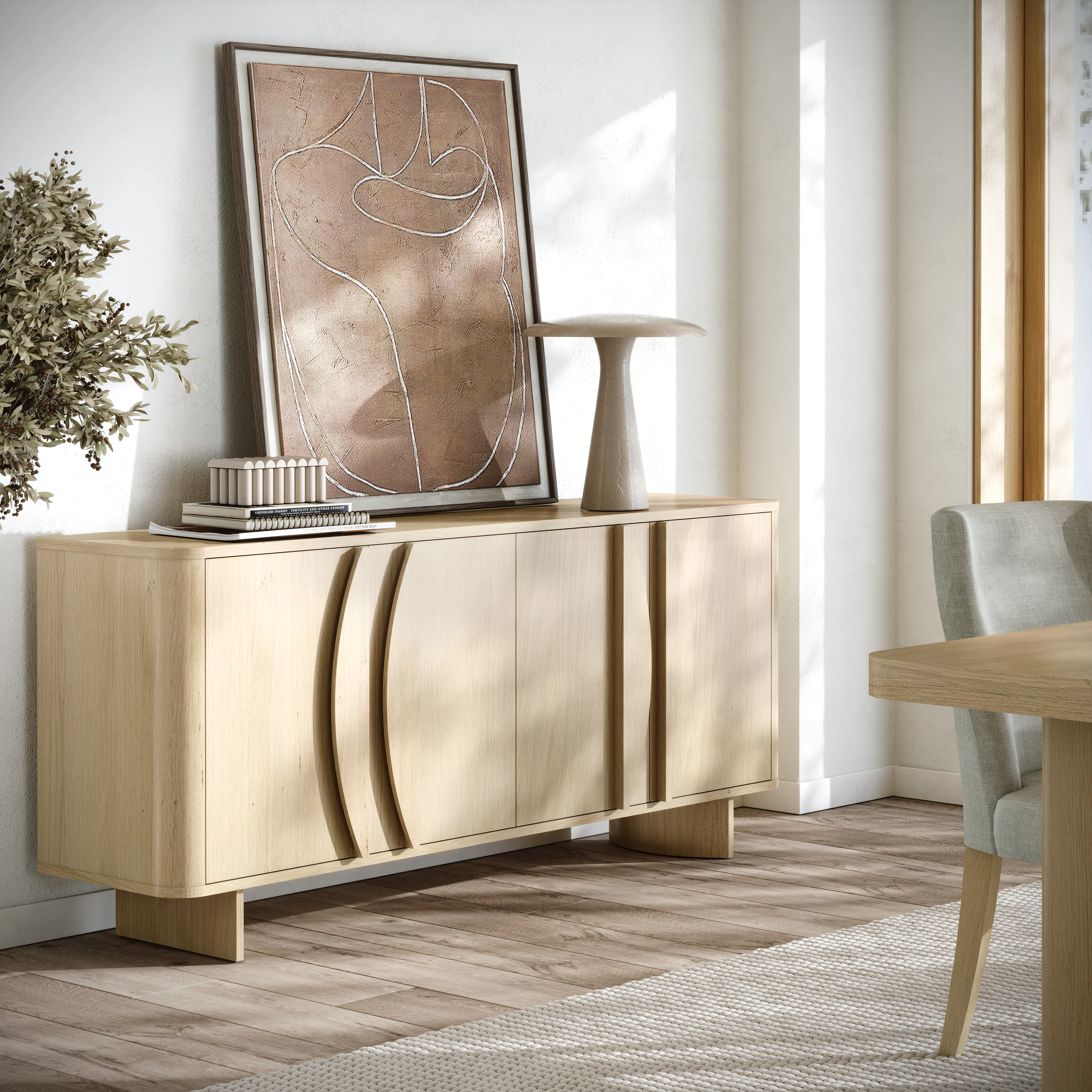 Camden Large Sideboard - Large Sideboard Light Oak - Image 2
