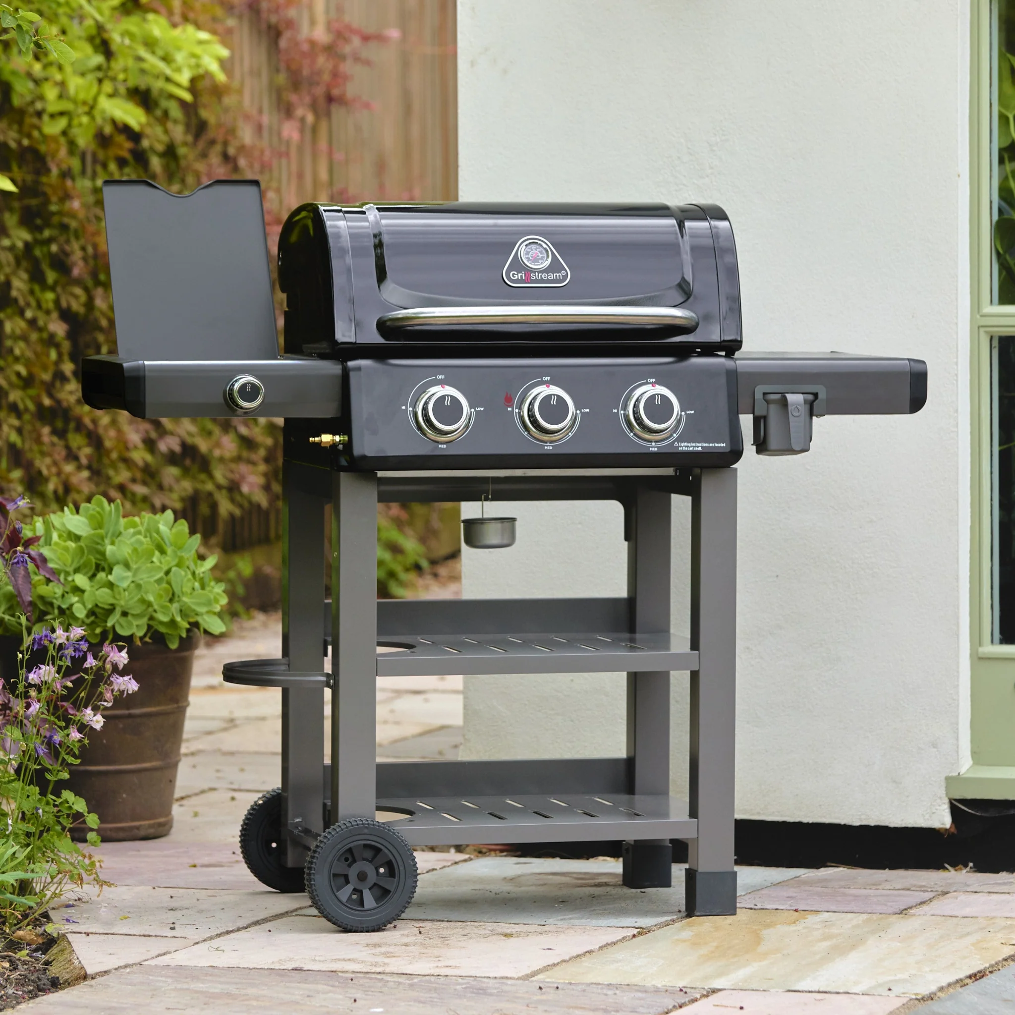 Grillstream Carbon 3 Burner With Side Burner Black - Carbon 3 Burner with Side Burner - Black