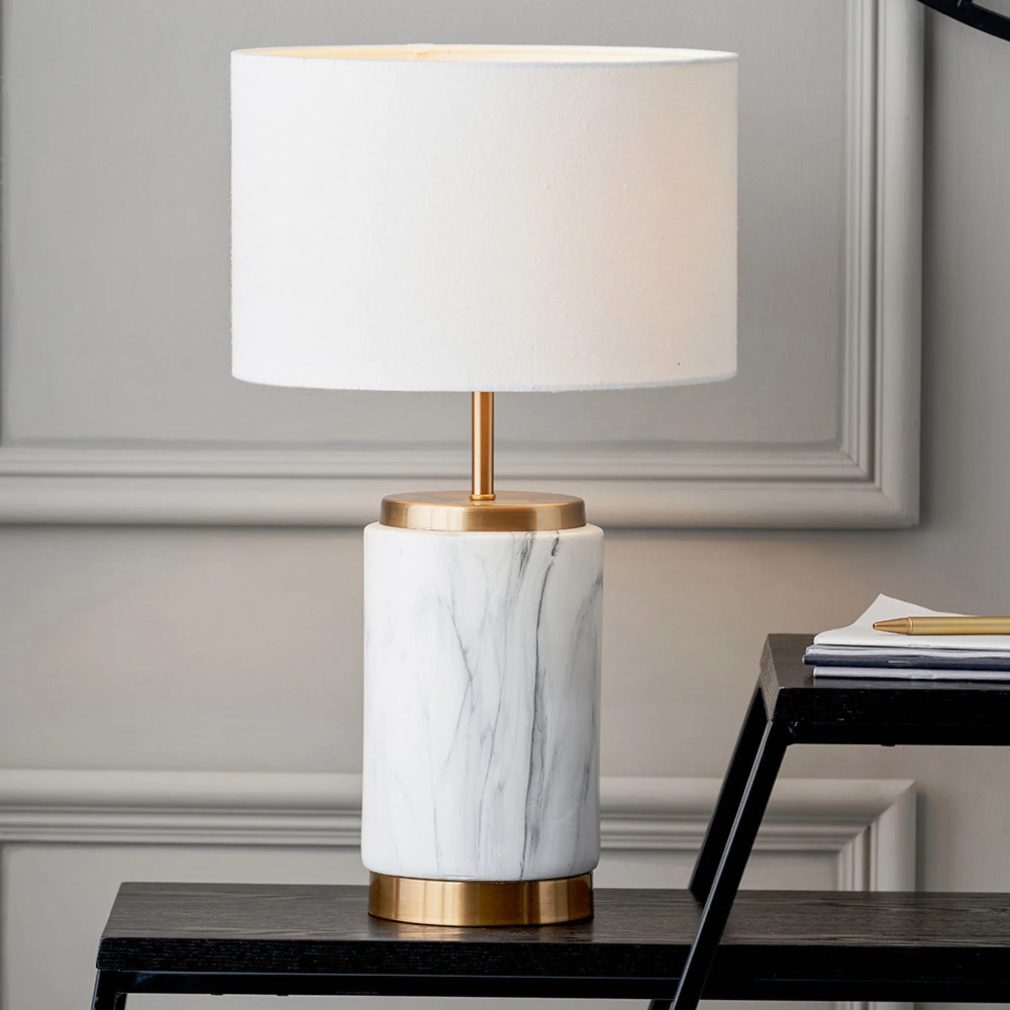 Carrara Gold Marble Effect Ceramic Table Lamp
