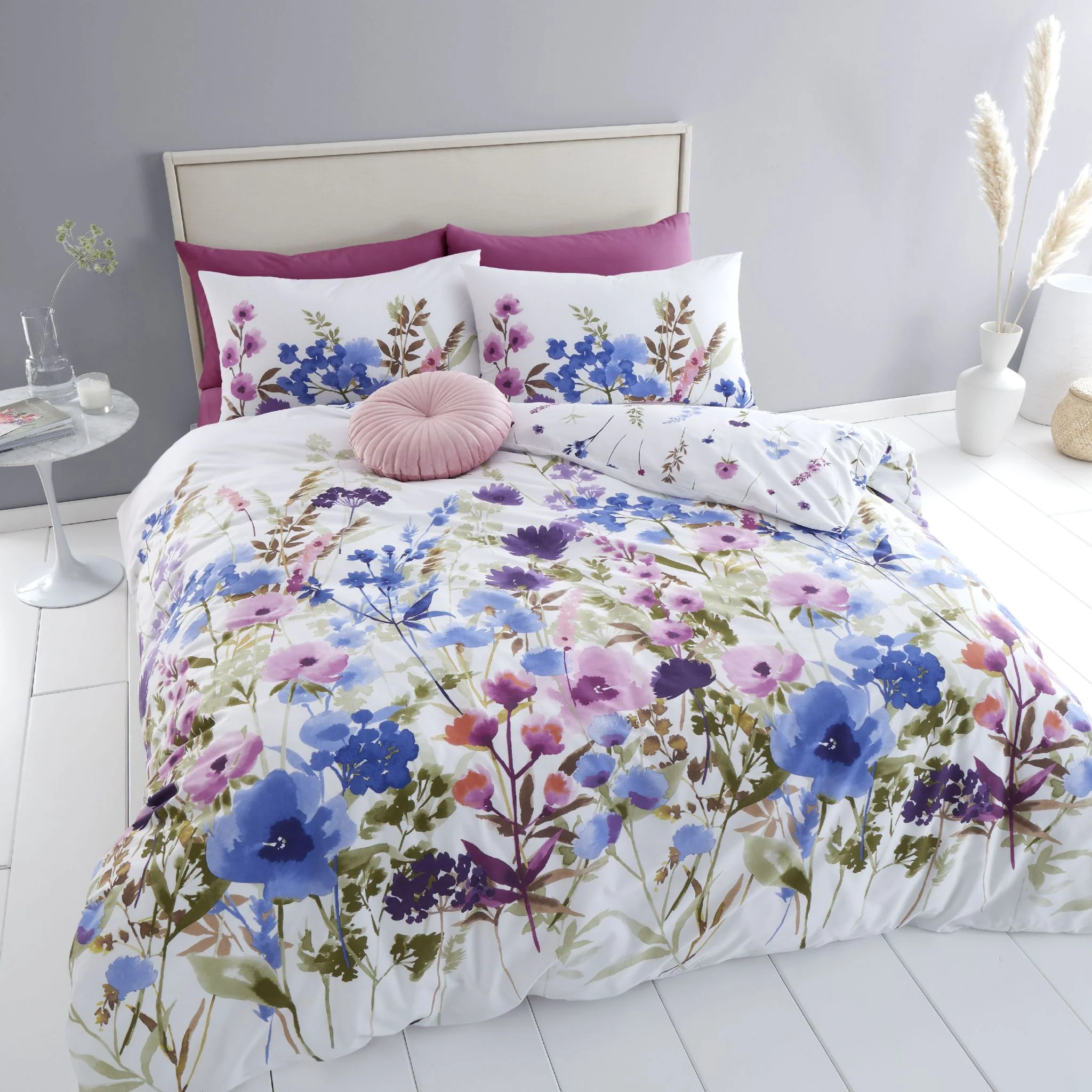 Catherine Lansfield Countryside Floral Duvet Set Pink And Blue - DISC Countryside Floral Single Duvet Set Pink / Blue