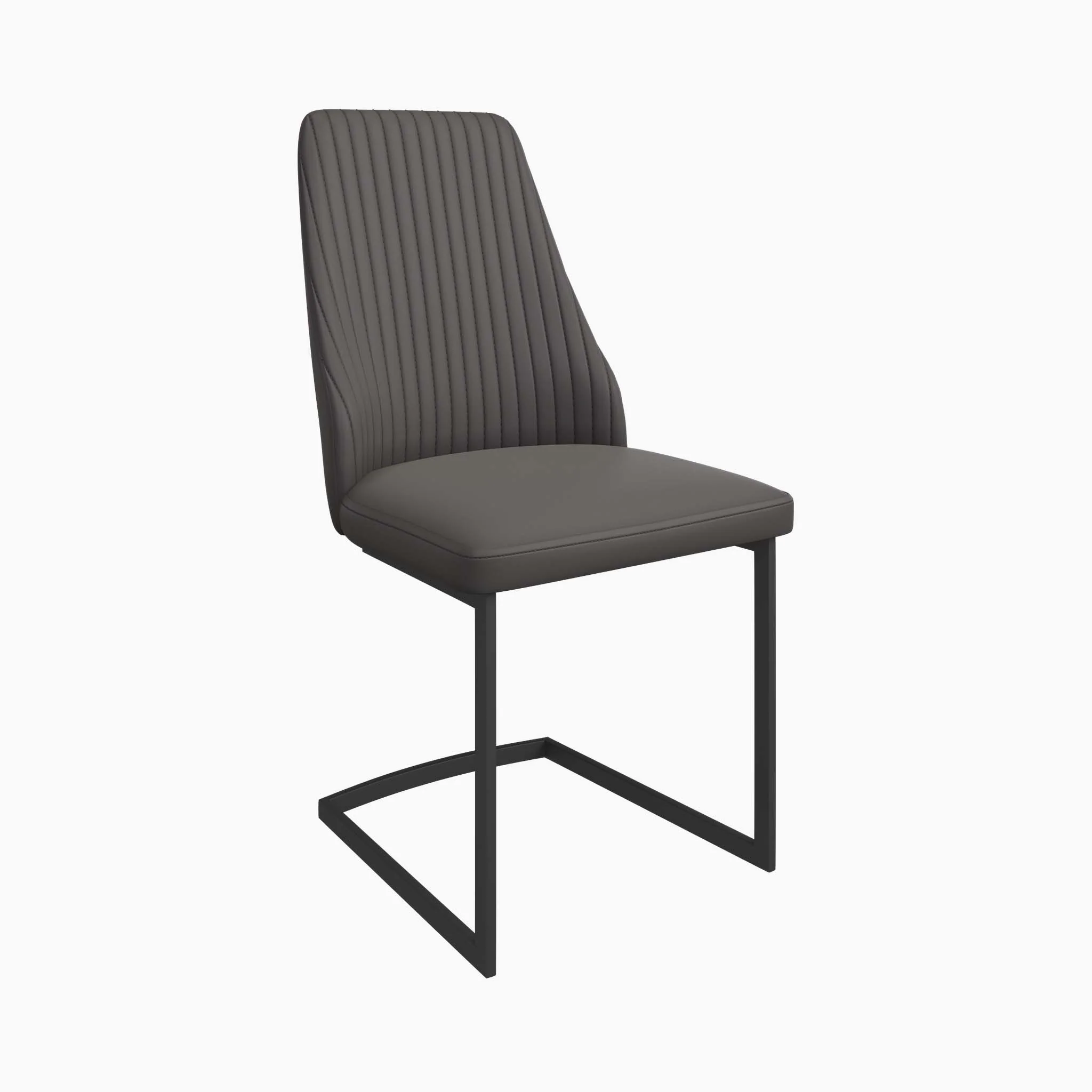 Celestia Dining Chair Dark Grey - Dining Chair Dark Grey Leather Look - Image 2
