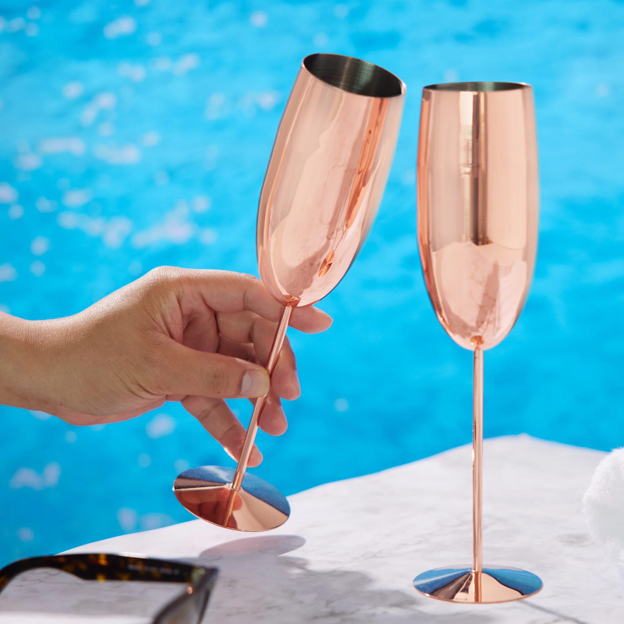 Pink Champagne Flutes 2 Pack - Champagne Flutes Rose Gold 2 Pack - Image 2