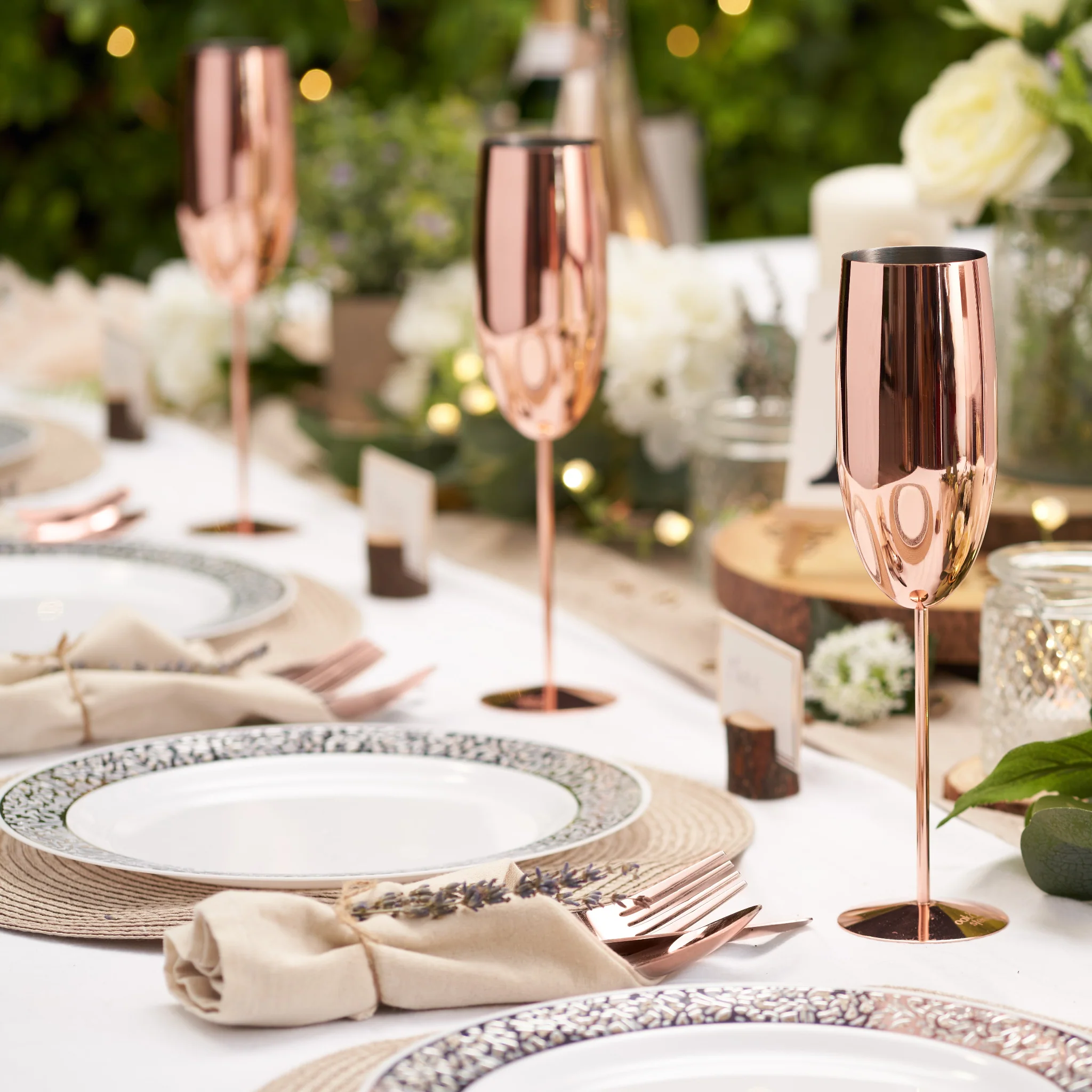 Pink Champagne Flutes 2 Pack - Champagne Flutes Rose Gold 2 Pack - Image 3