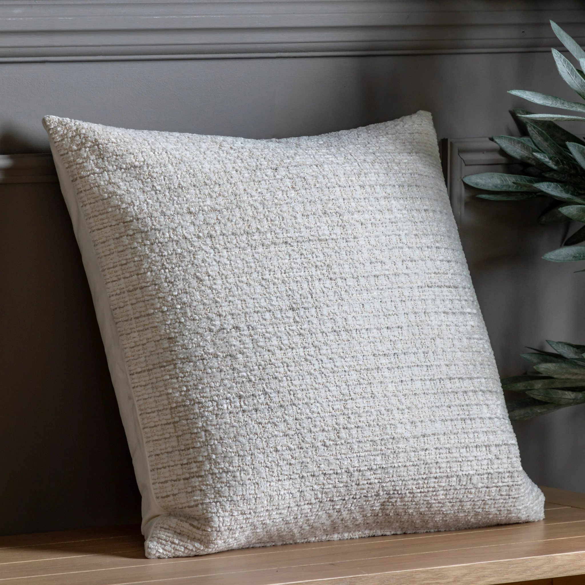 Chenille Cream Cushion - Chenille Cushion Natural 55CM - Image 2