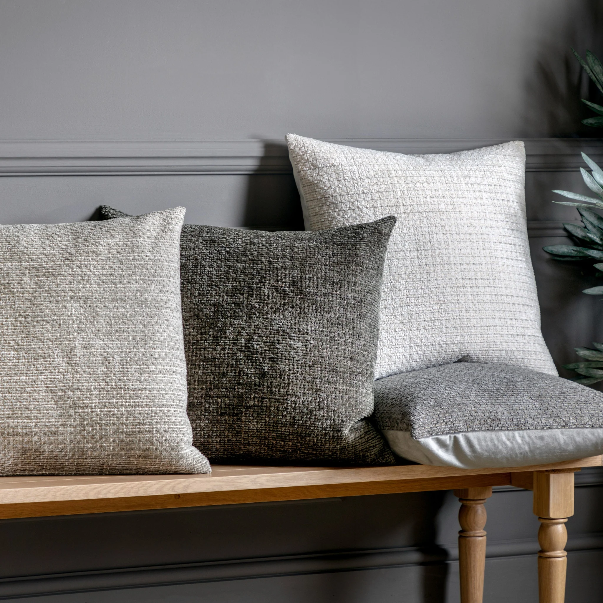 Chenille Grey Cushion - Chenille Cushion Grey 55CM