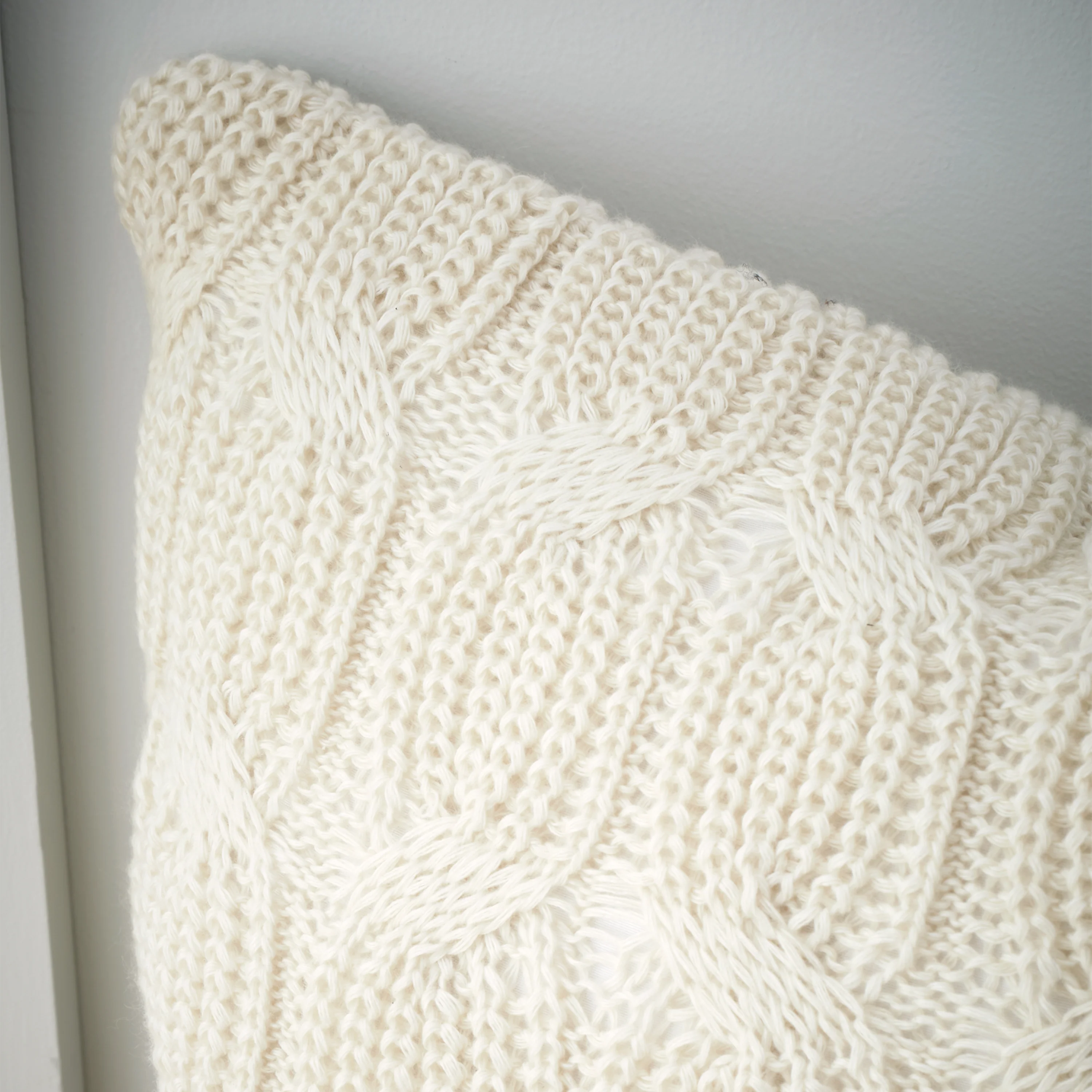 Chunky Marl Knit Cream Square Cushion - DISC Chunky Marl Knit Cream Cushion 45x45CM - Image 3