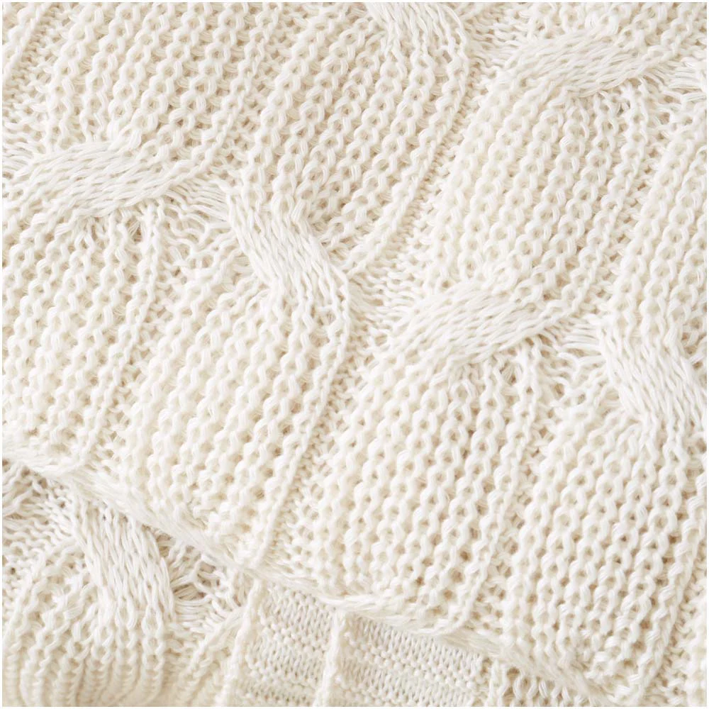 Chunky Marl Knit Cream Throw - Chunky Marl Knit Cream Throw 130x170CM - Image 3