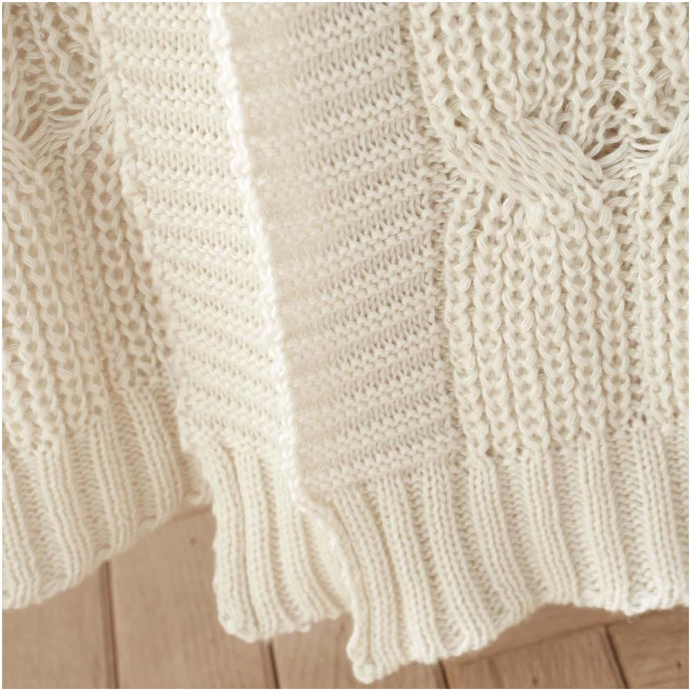 Chunky Marl Knit Cream Throw - Chunky Marl Knit Cream Throw 130x170CM - Image 4