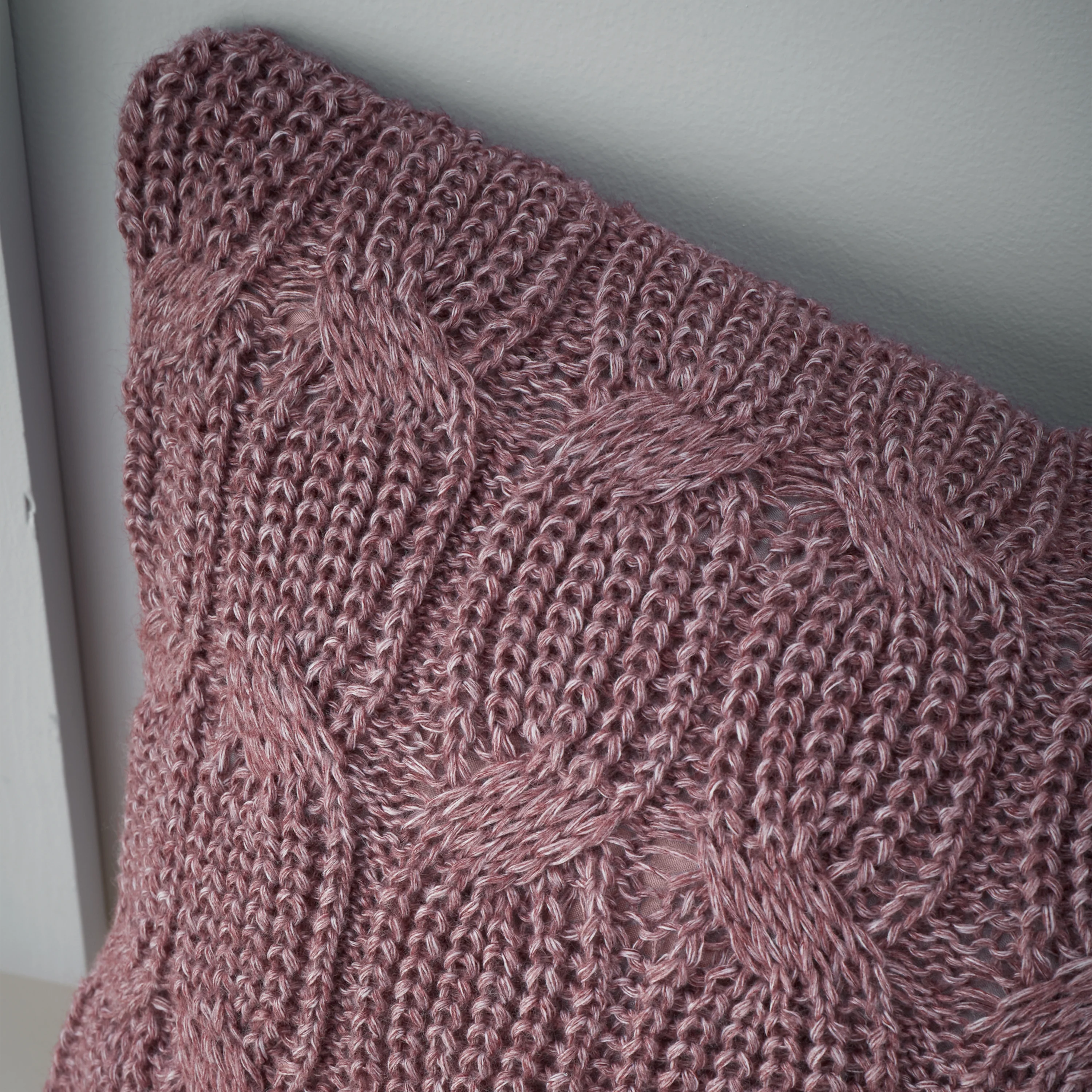 Chunky Marl Knit Purple Square Cushion - Chunky Marl Knit Plum Cushion 45x45CM - Image 3