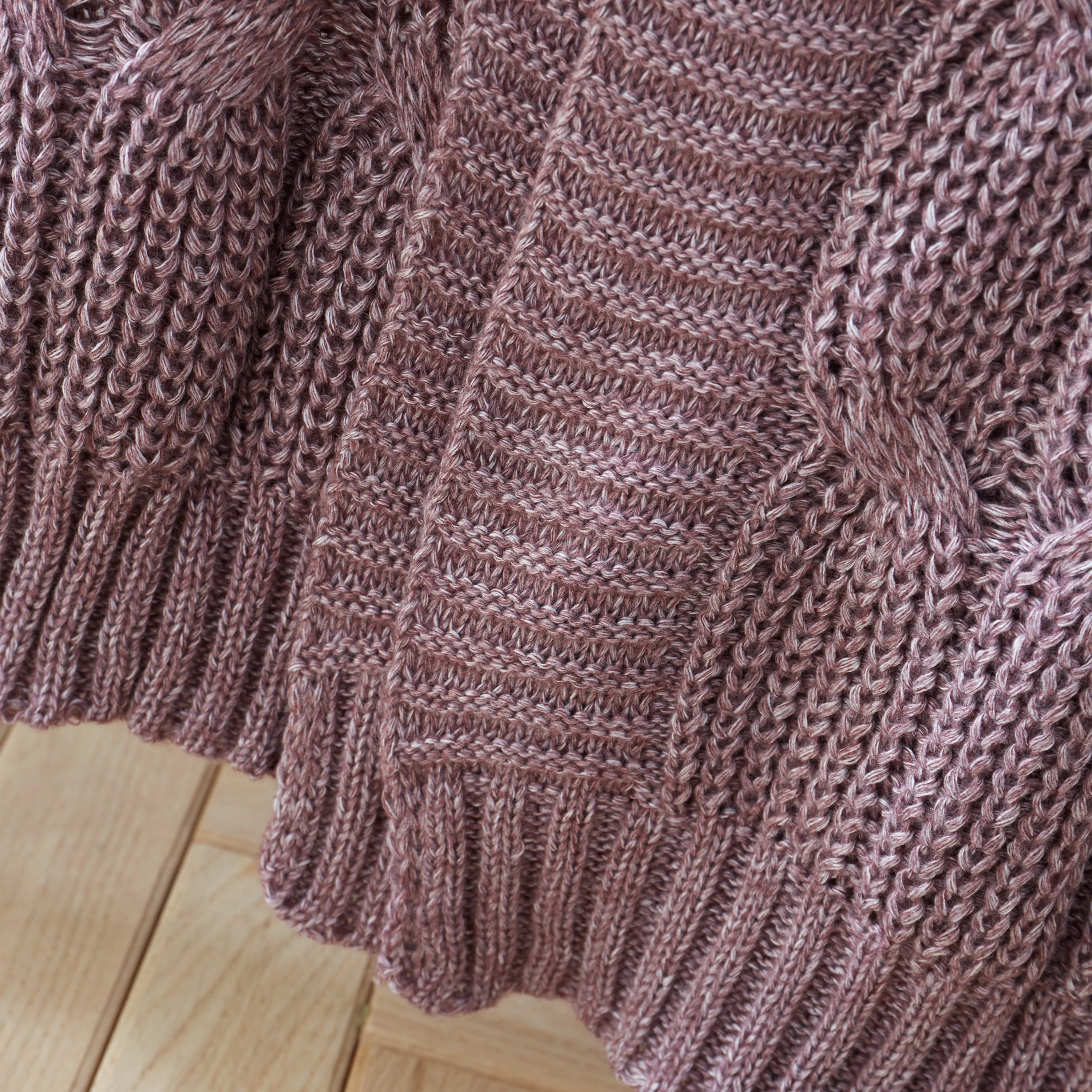 Chunky Marl Knit Purple Throw - Chunky Marl Knit Plum Throw 130x170CM - Image 4