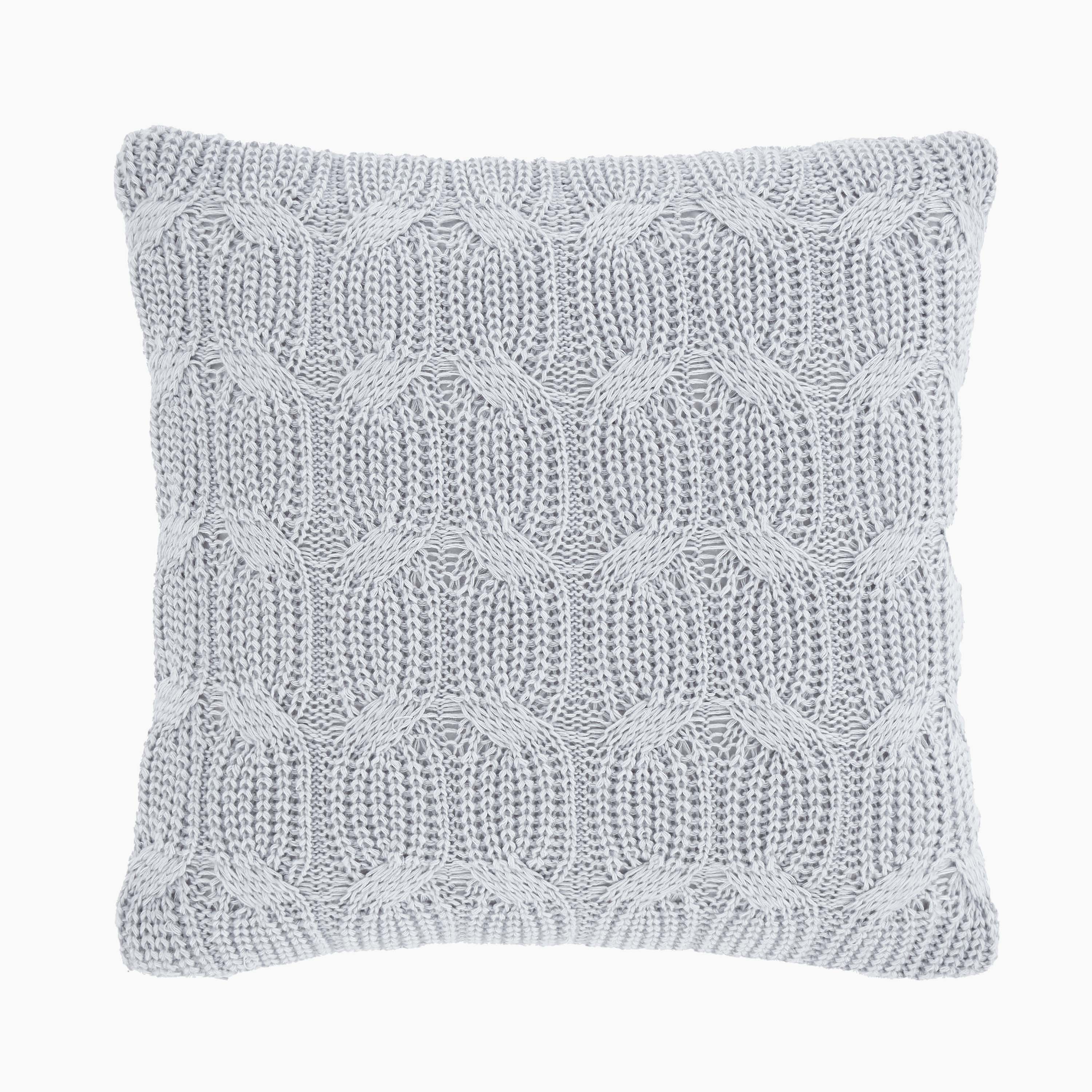 Chunky Marl Knit Silver Square Cushion - Chunky Marl Knit Silver Cushion 45x45CM - Image 2