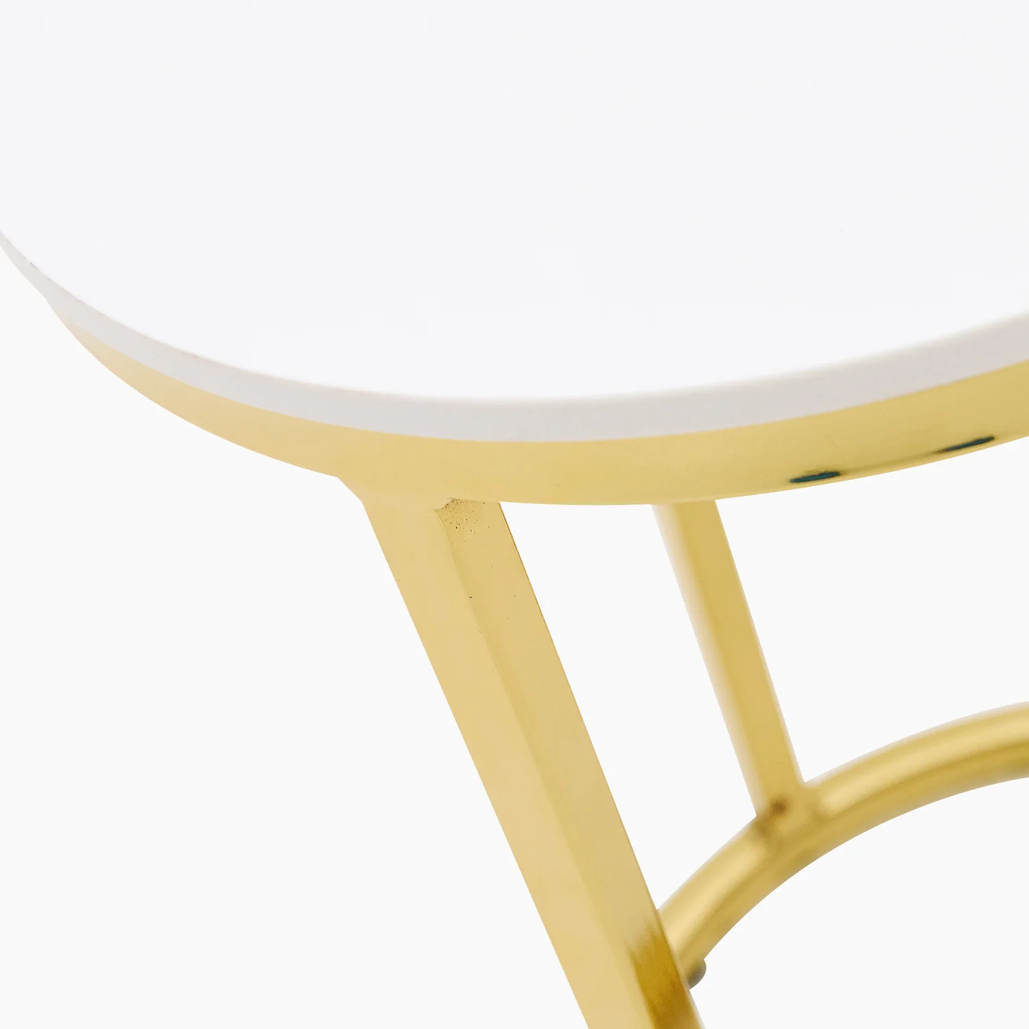 Circo Side Table - Round End Table White Ceramic Top/Gold Powder Coated Metal Legs - Image 3