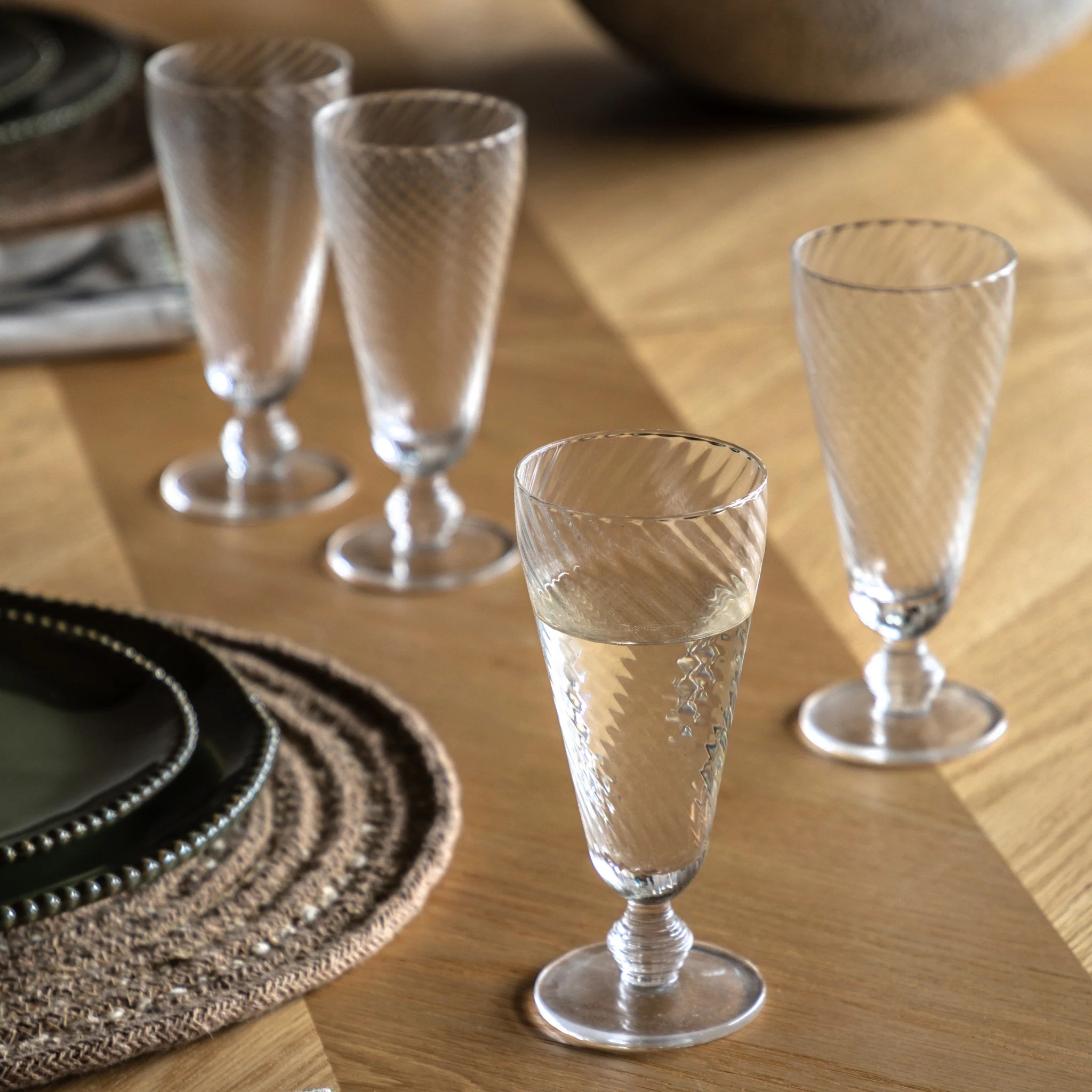 Clear Swirl Flute Glass Set Of 4 - DHD Swirl Flute Glass Clear 4Pk