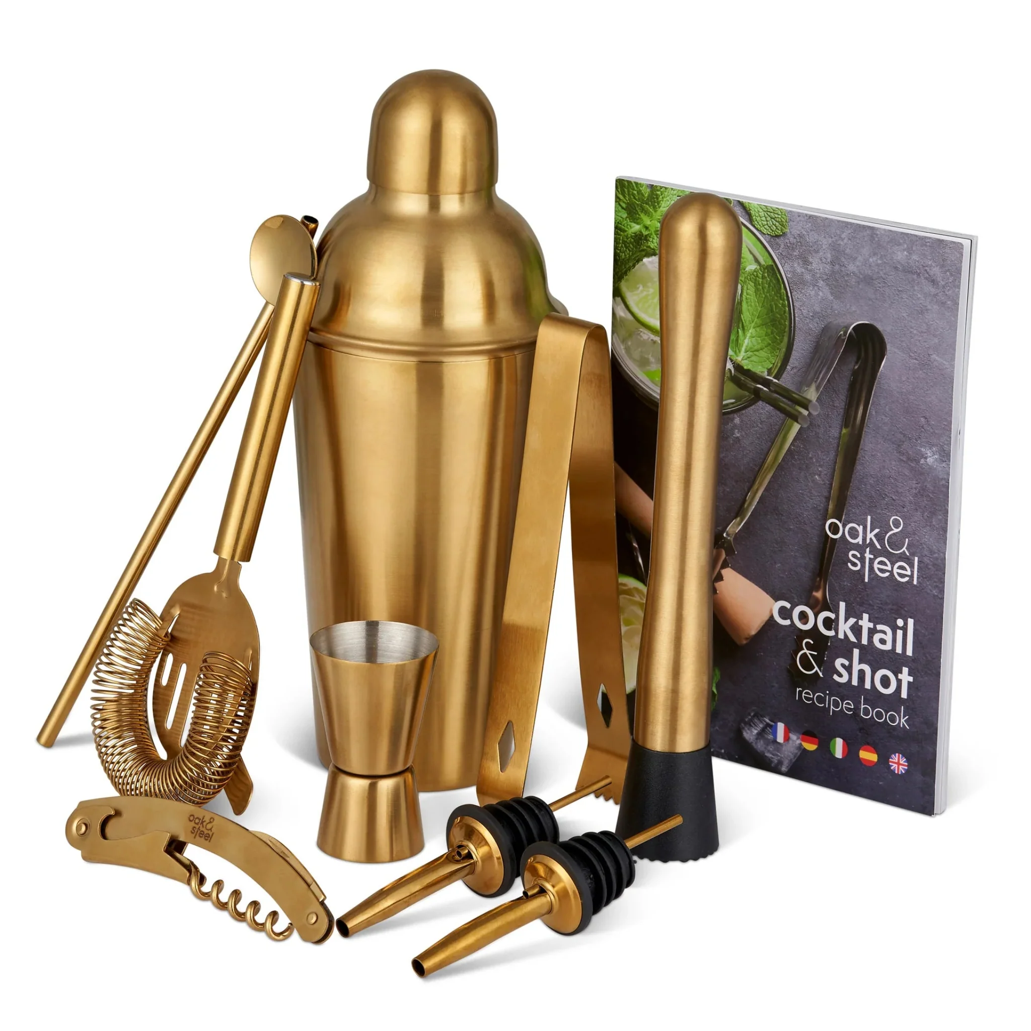 10 Piece Gold Cocktail Set - Cocktail Set Gold 10 Pce - Image 3