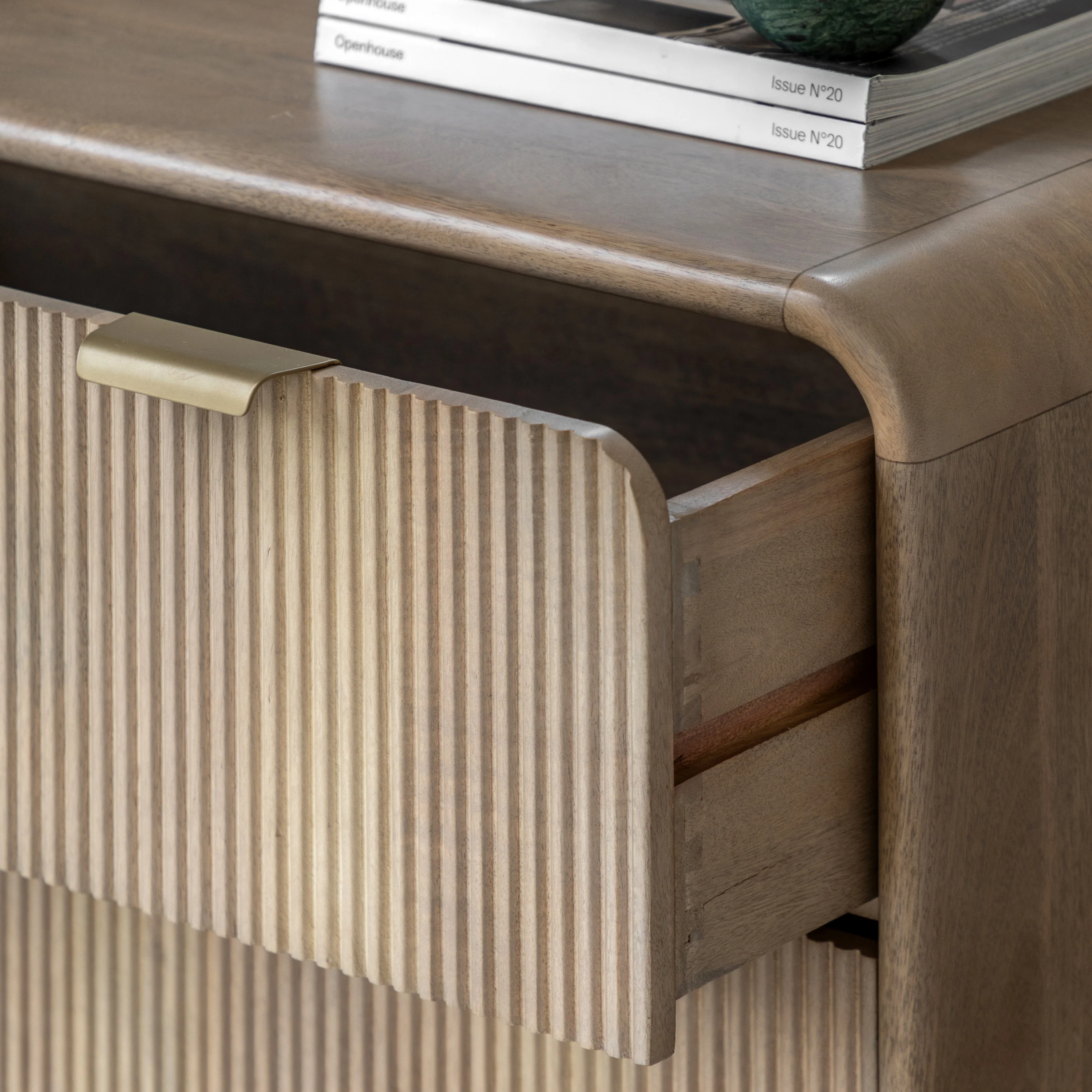 Colonna 3 Drawer Chest - 3 Drawer Chest Natural Mango Wood / Brass - Image 3