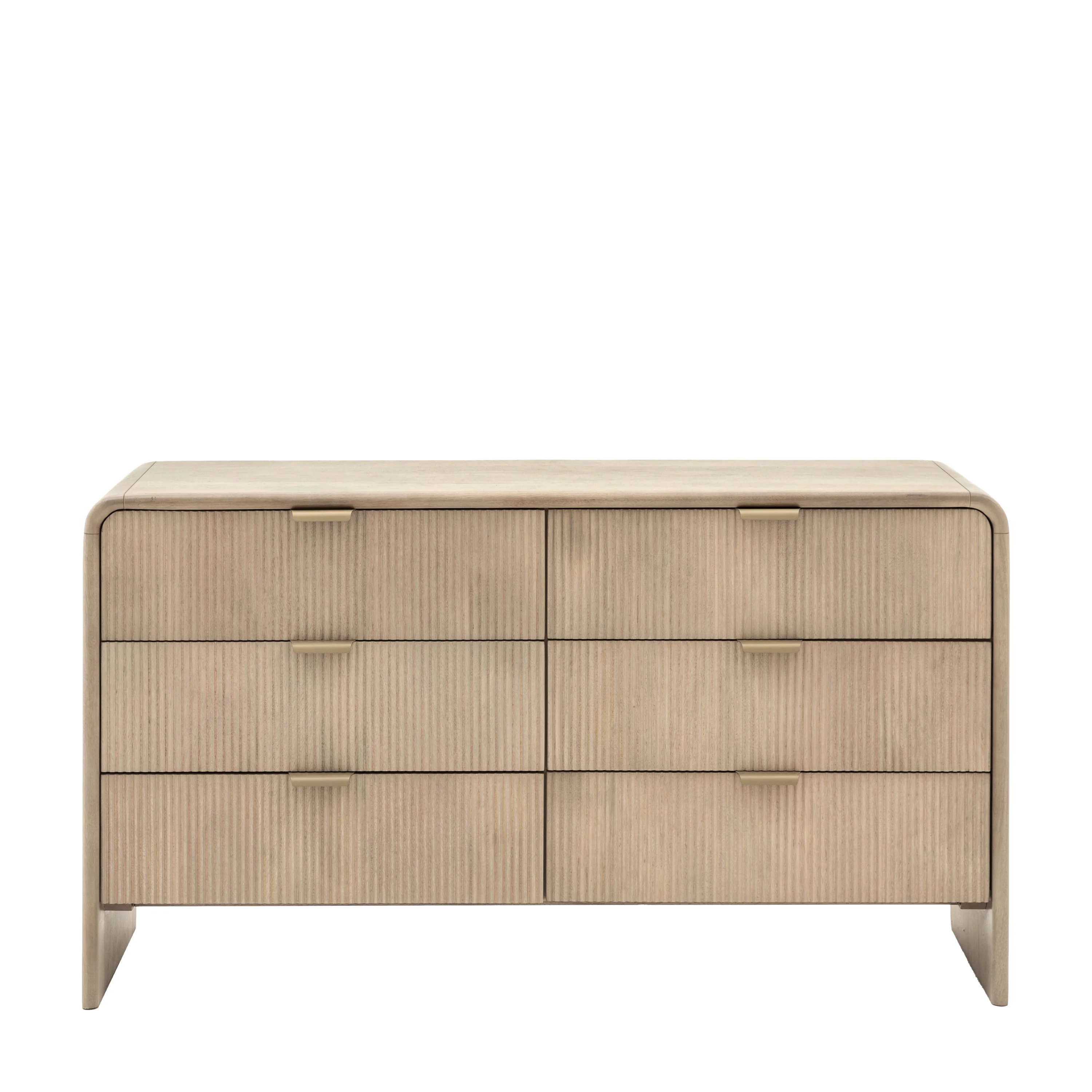Colonna 6 Drawer Chest - 6 Drawer Chest Natural Mango Wood / Brass