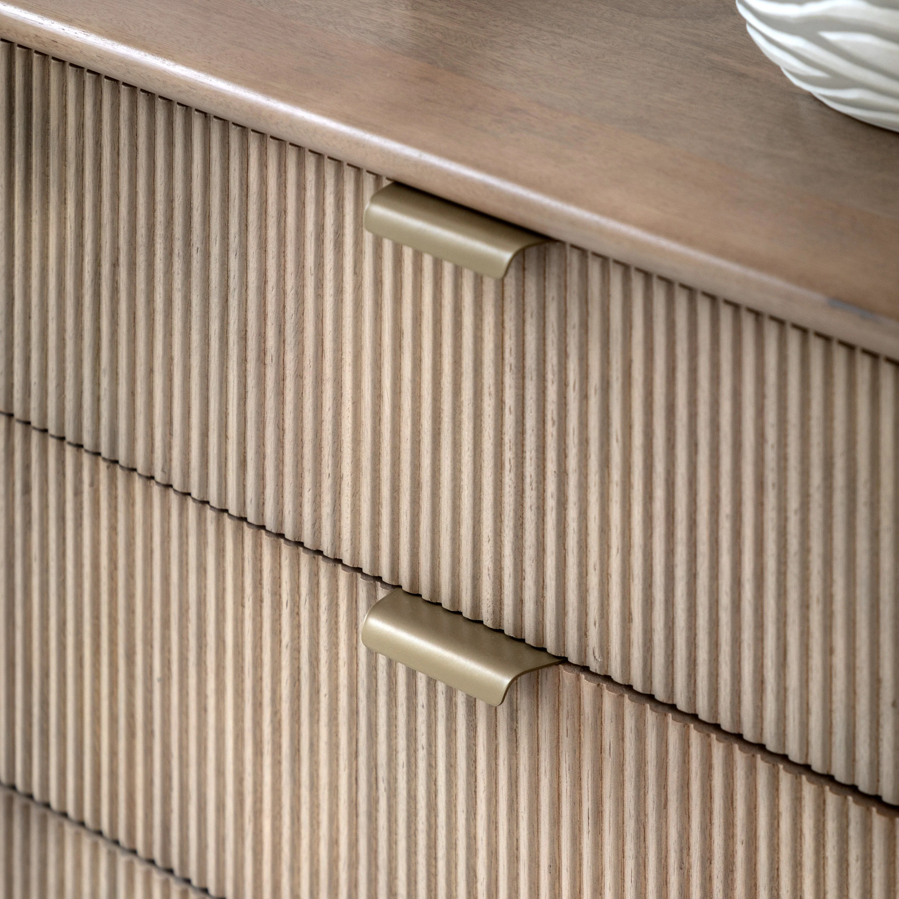 Colonna 6 Drawer Chest - 6 Drawer Chest Natural Mango Wood / Brass - Image 4