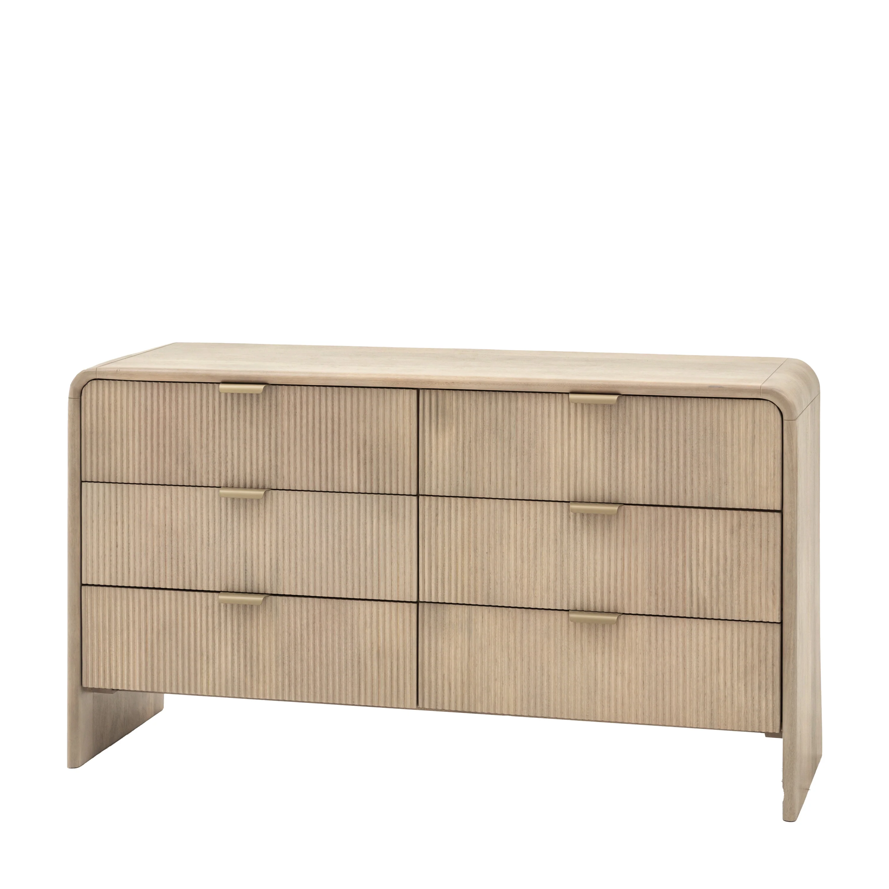 Colonna 6 Drawer Chest - 6 Drawer Chest Natural Mango Wood / Brass - Image 5