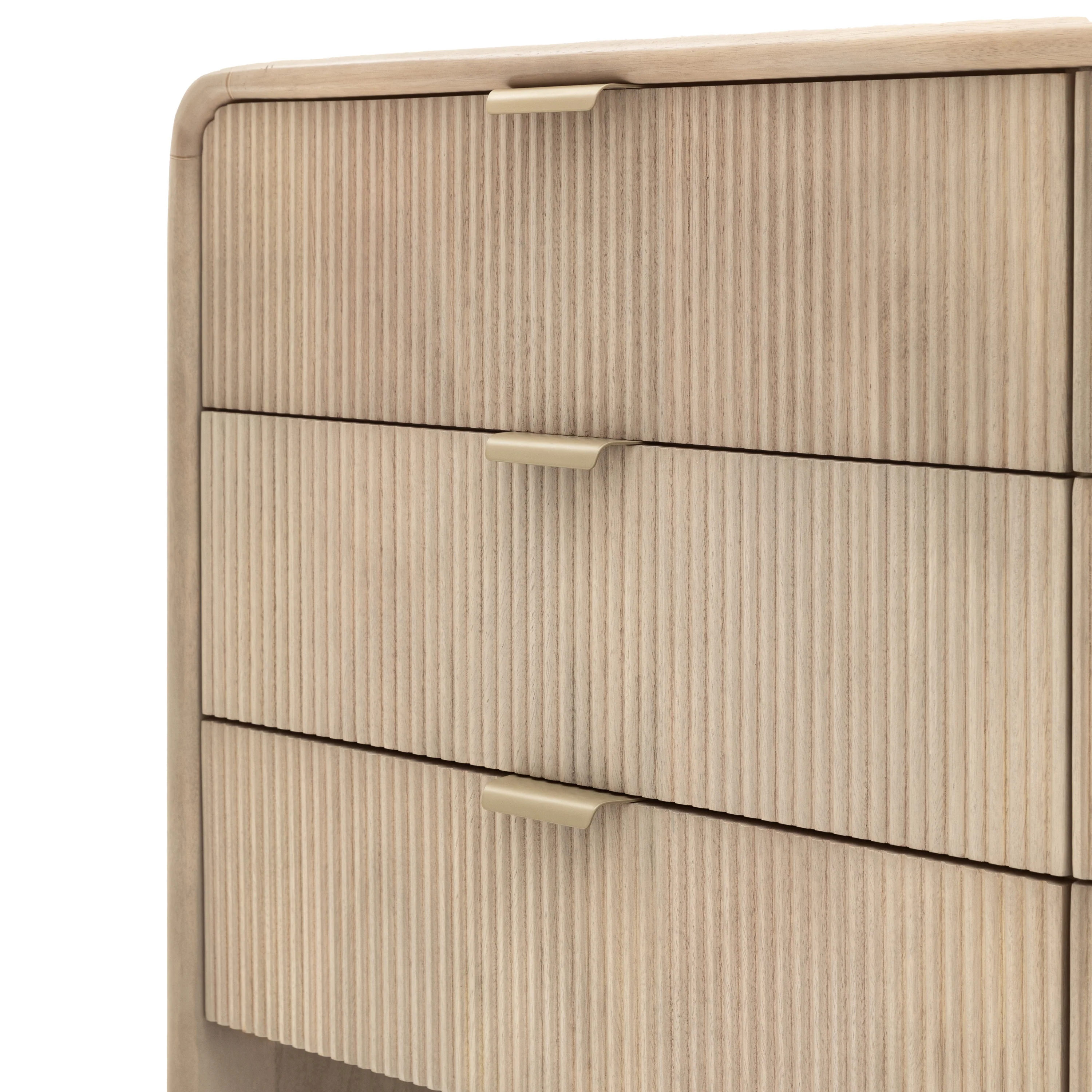 Colonna 6 Drawer Chest - 6 Drawer Chest Natural Mango Wood / Brass - Image 8