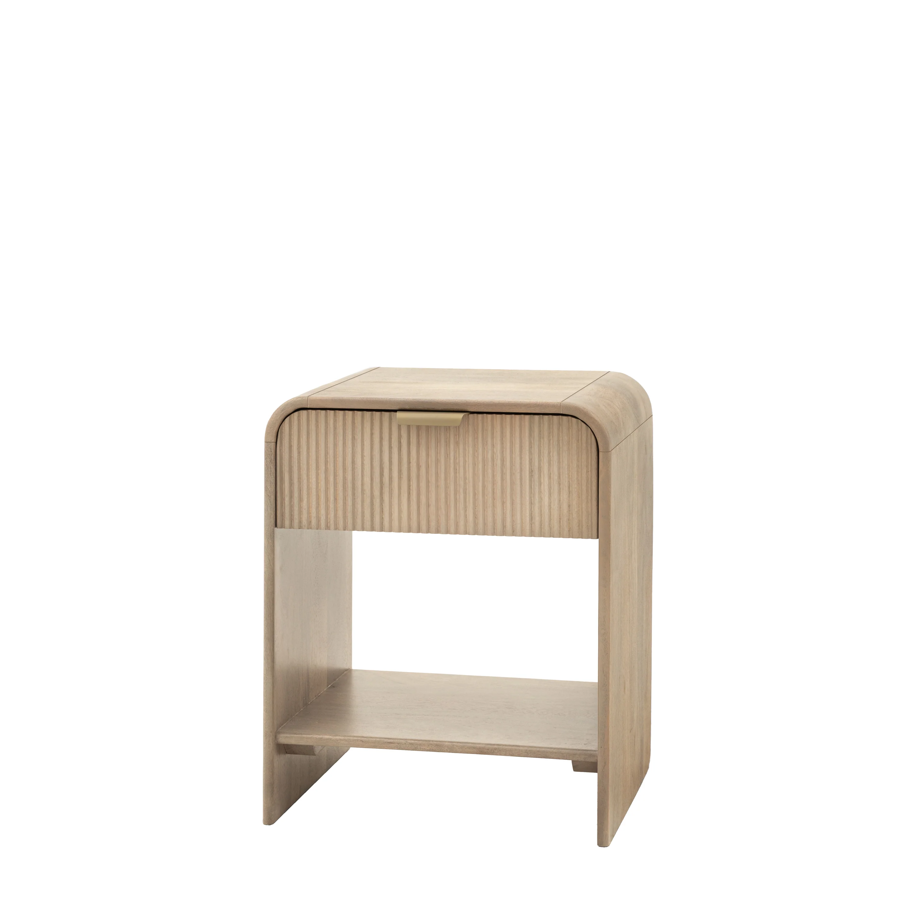 Colonna Bedside Table - 1 Drawer Bedside 45cm Natural Mango Wood / Brass - Image 5