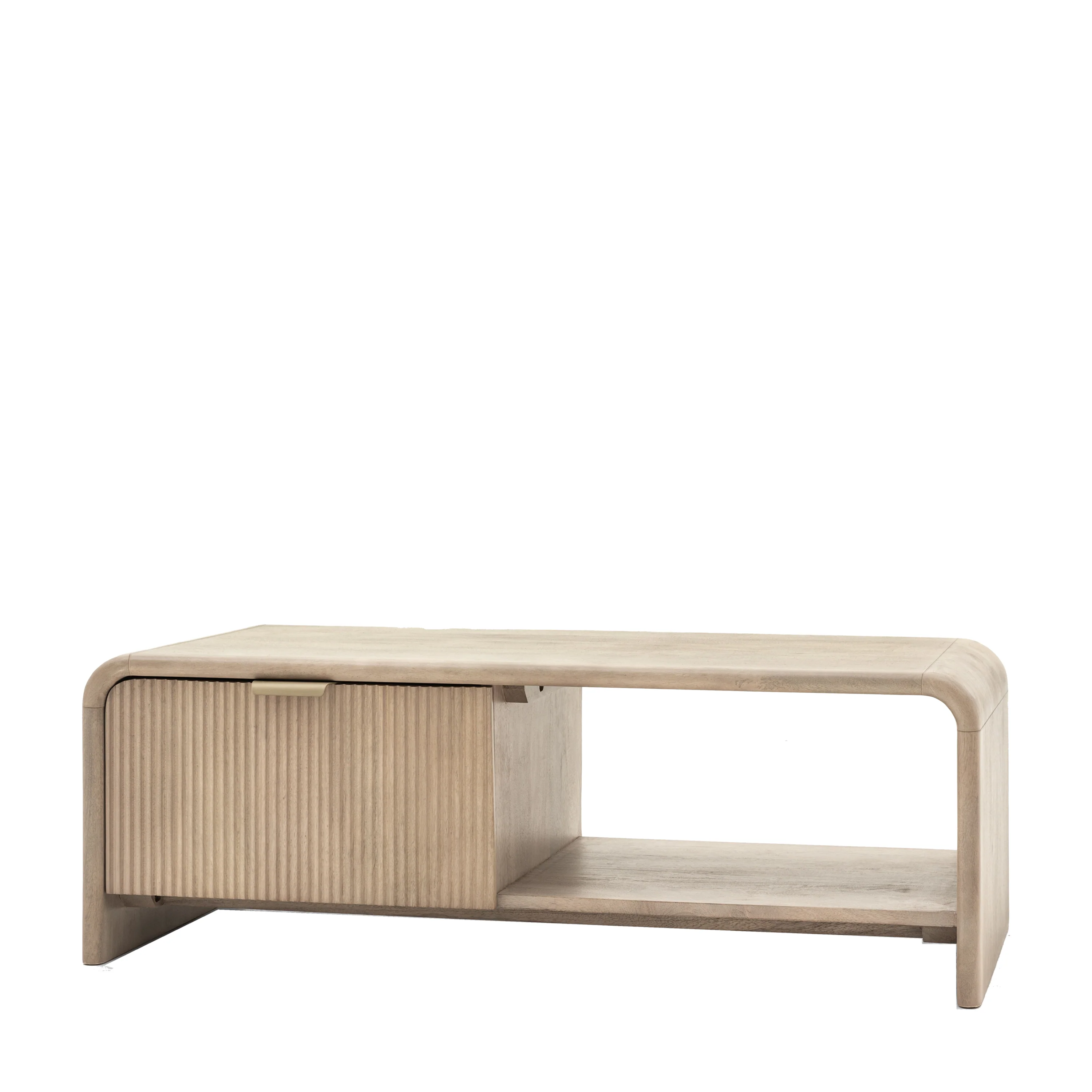 Colonna Coffee Table - 1 Drawer Coffee Table Natural Mango Wood / Brass - Image 5