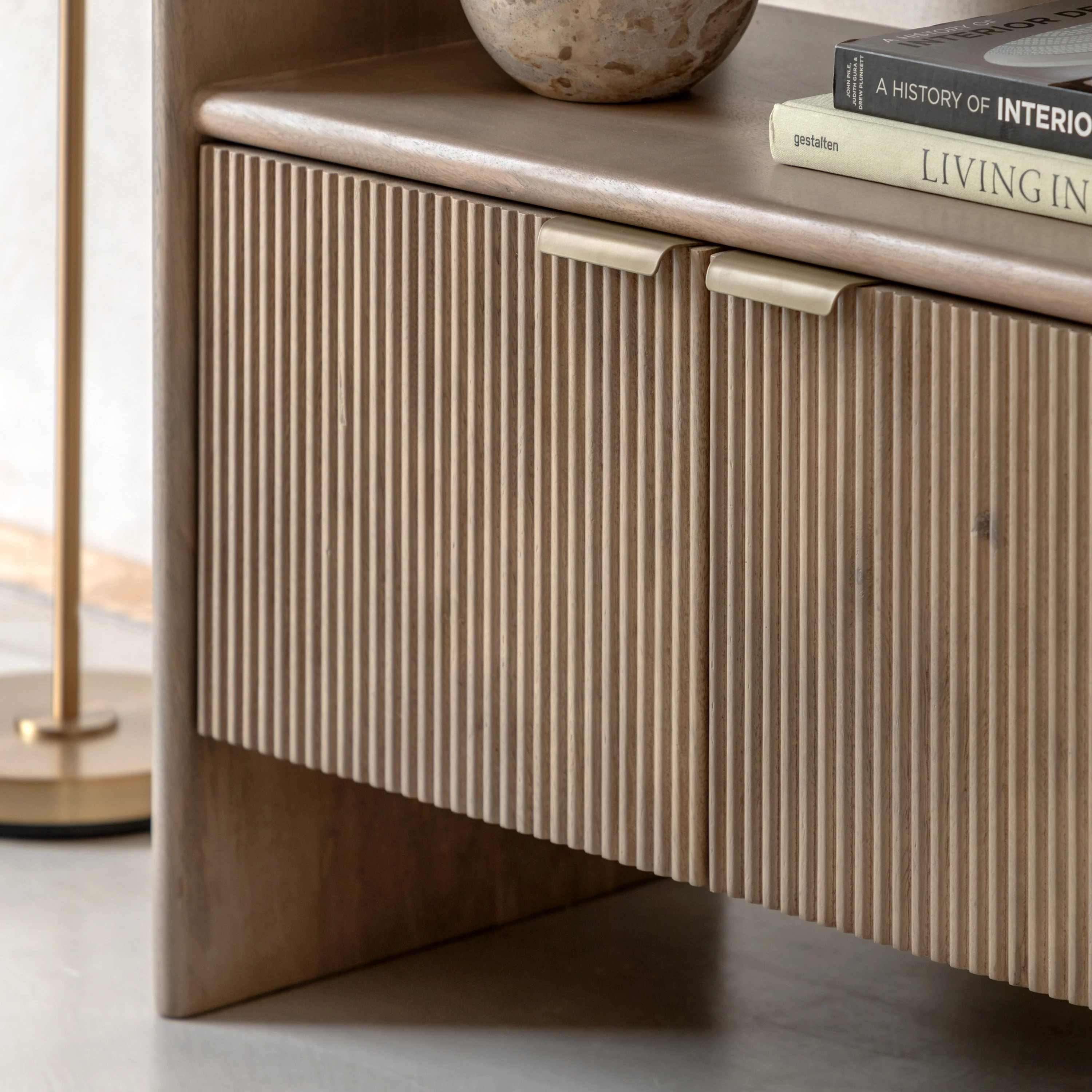 Colonna Open Display Unit - Open Display Unit Natural Mango Wood / Brass - Image 3