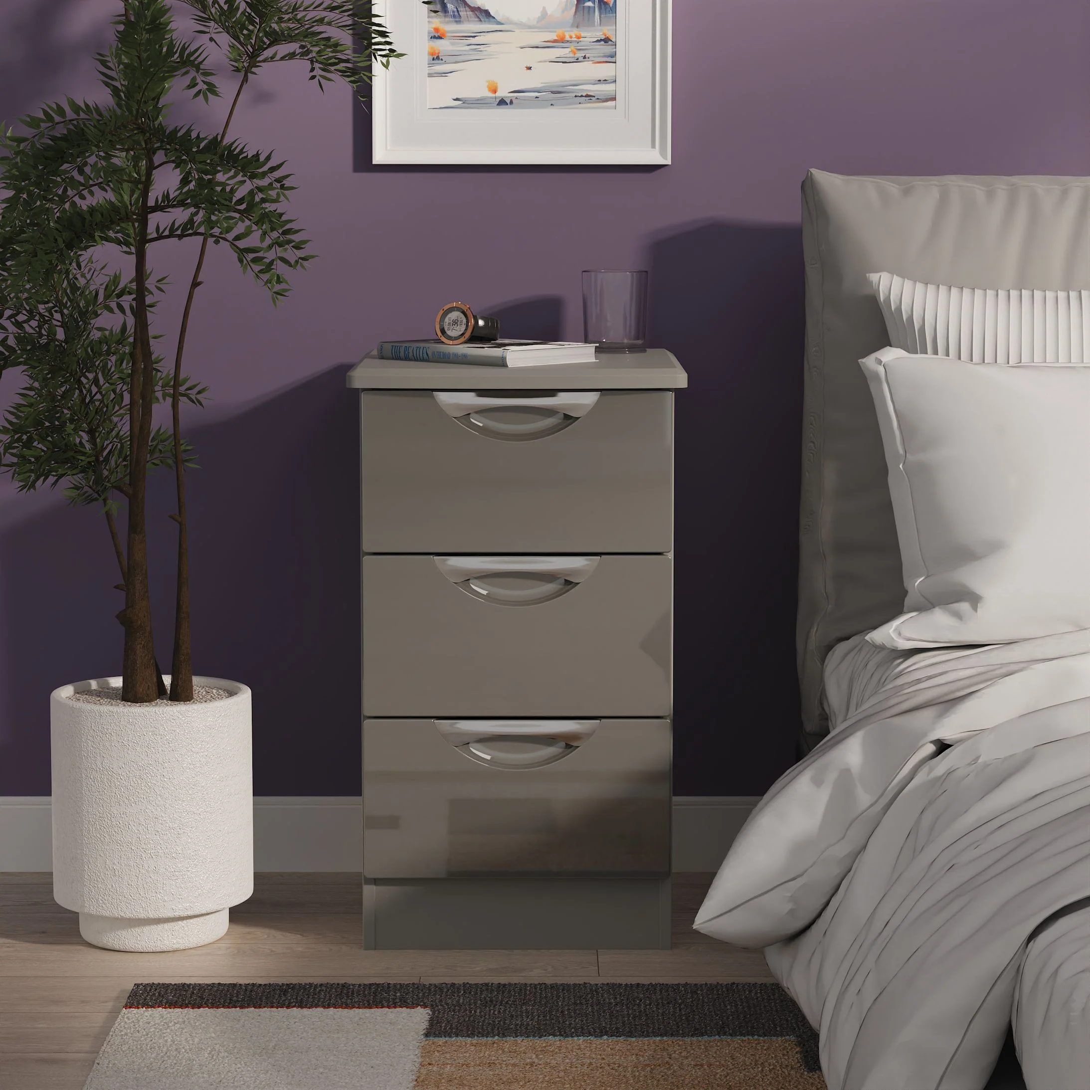 Colton 3 Drawer Bedside Cabinet - 3 Drawer Bedside Cabinet - Image 12