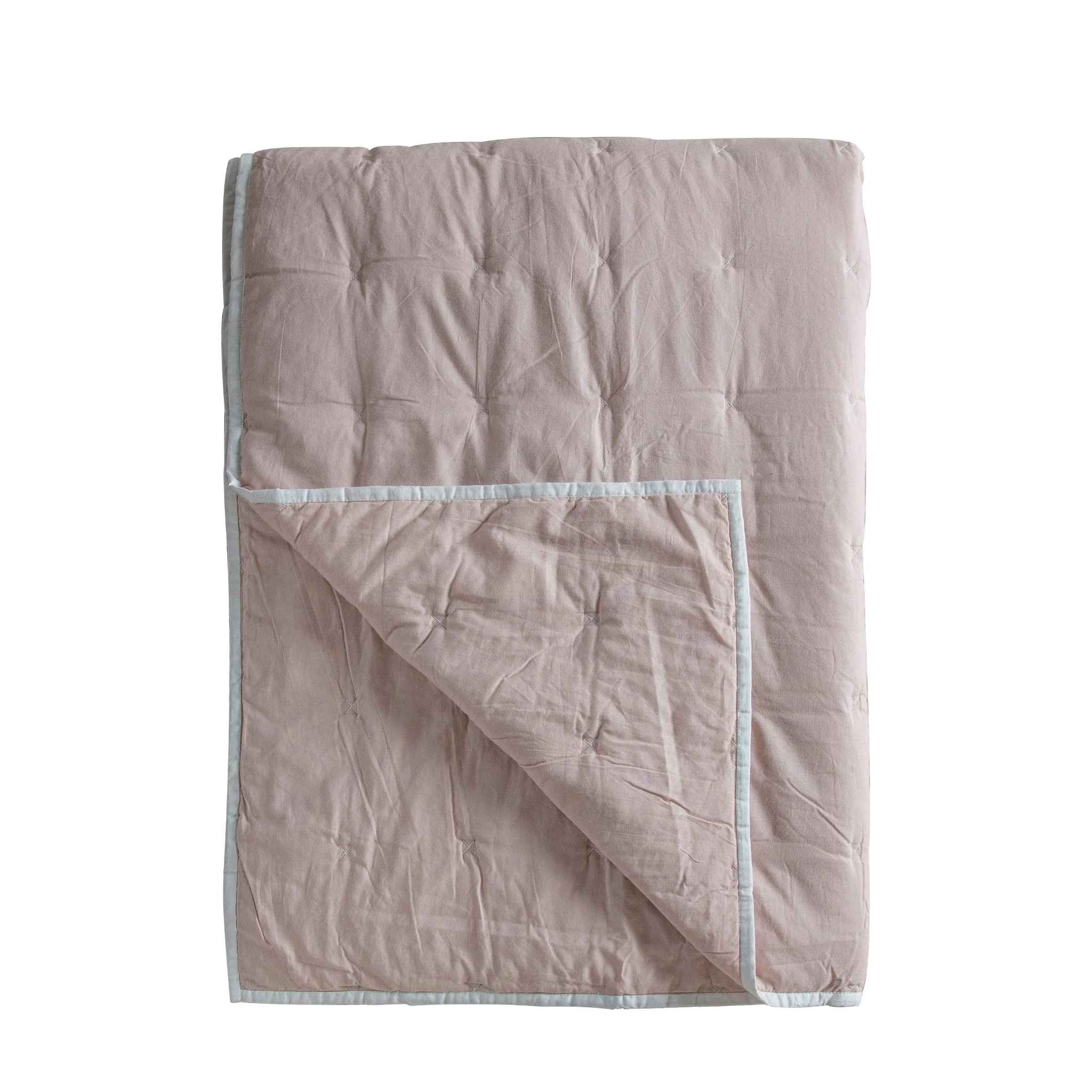 Cotton Stitch Pink Bedspread - Cotton Stitch Bedspread White Blush 240x260CM - Image 4