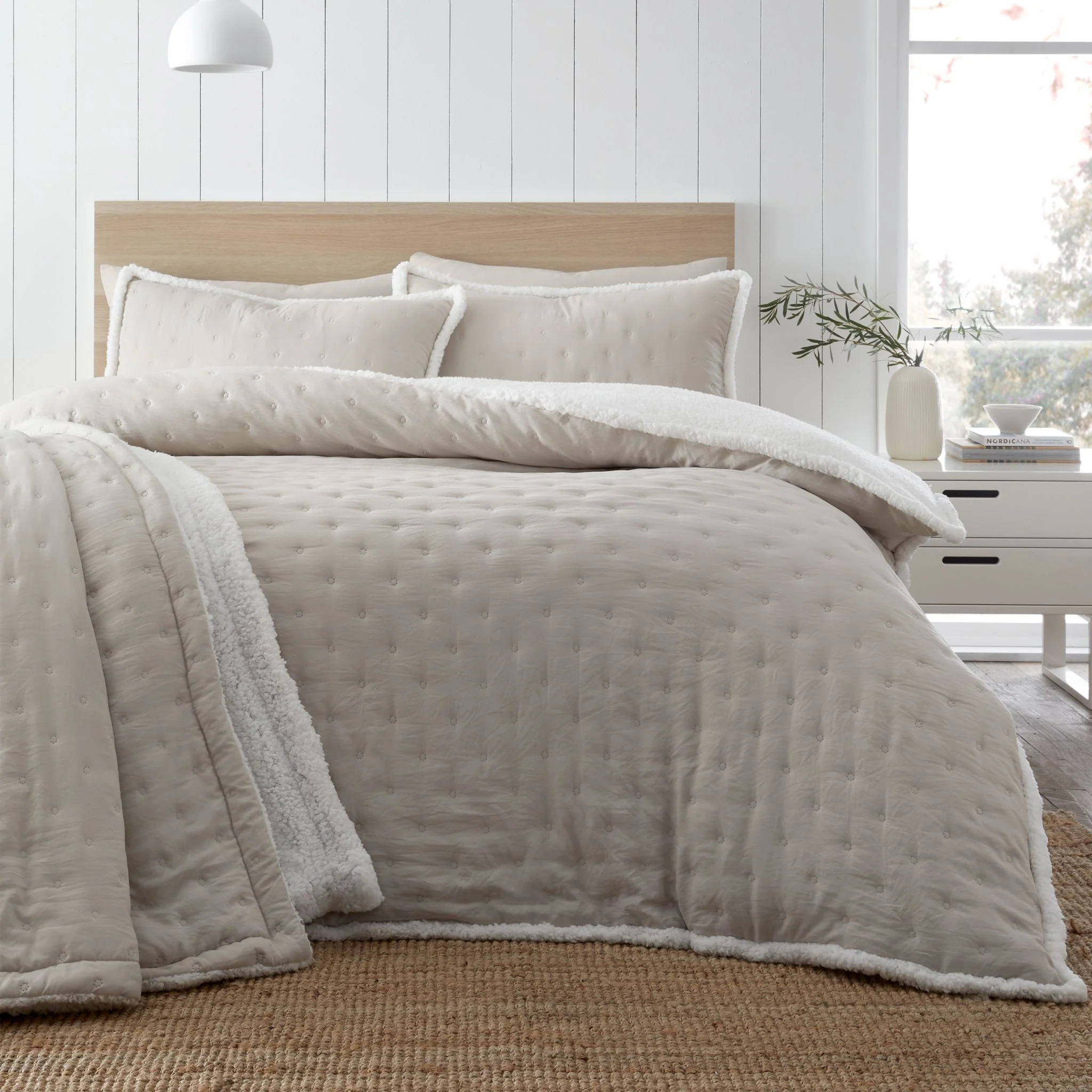 Cozy Nori Sherpa Cream Duvet Set - DISC Cosy Nori Sherpa Natural Duvet Set Double