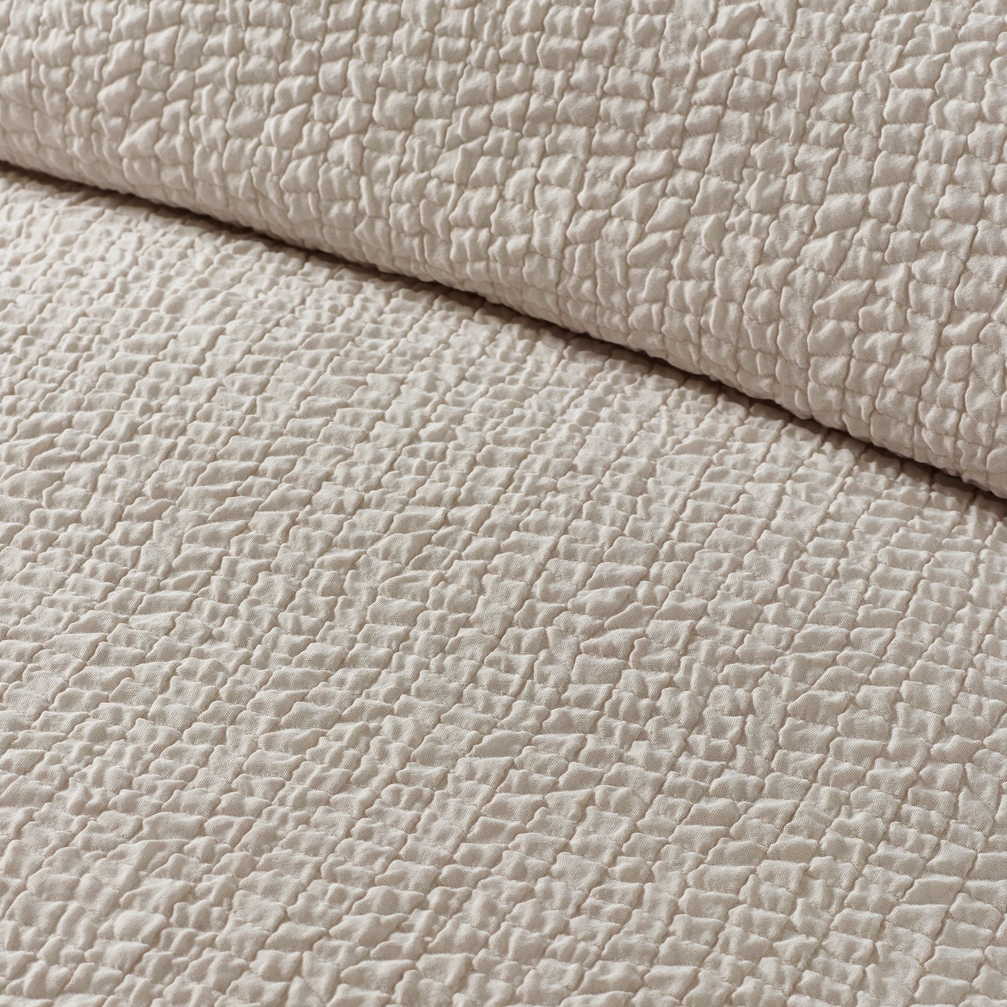 Catherine Lansfield Crinkle Seersucker Natural Duvet Set - Crinkle Seersucker Natural Duvet Set Double - Image 3