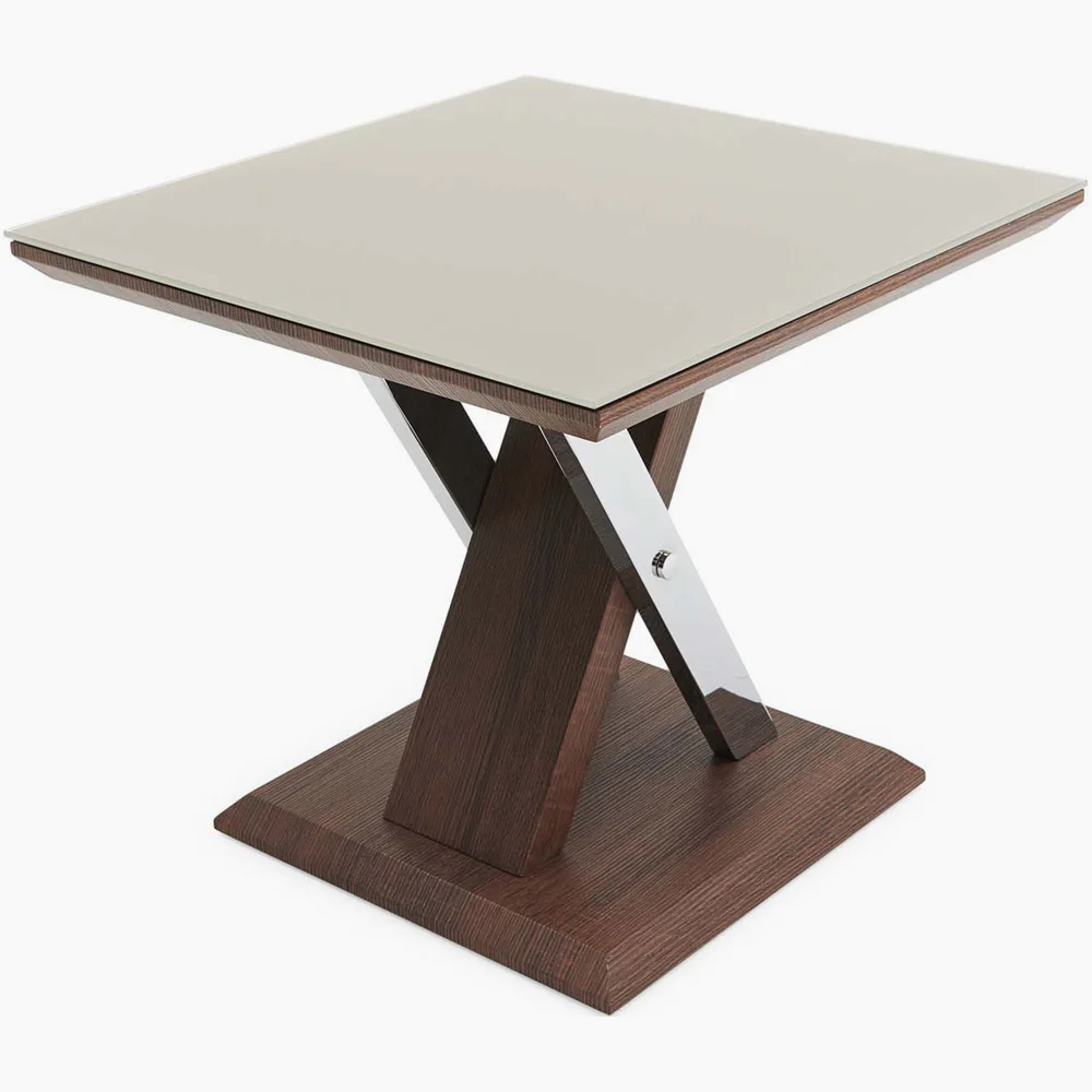Cuba End Table - End Table Dark Wood / Chrome Leg - Image 2