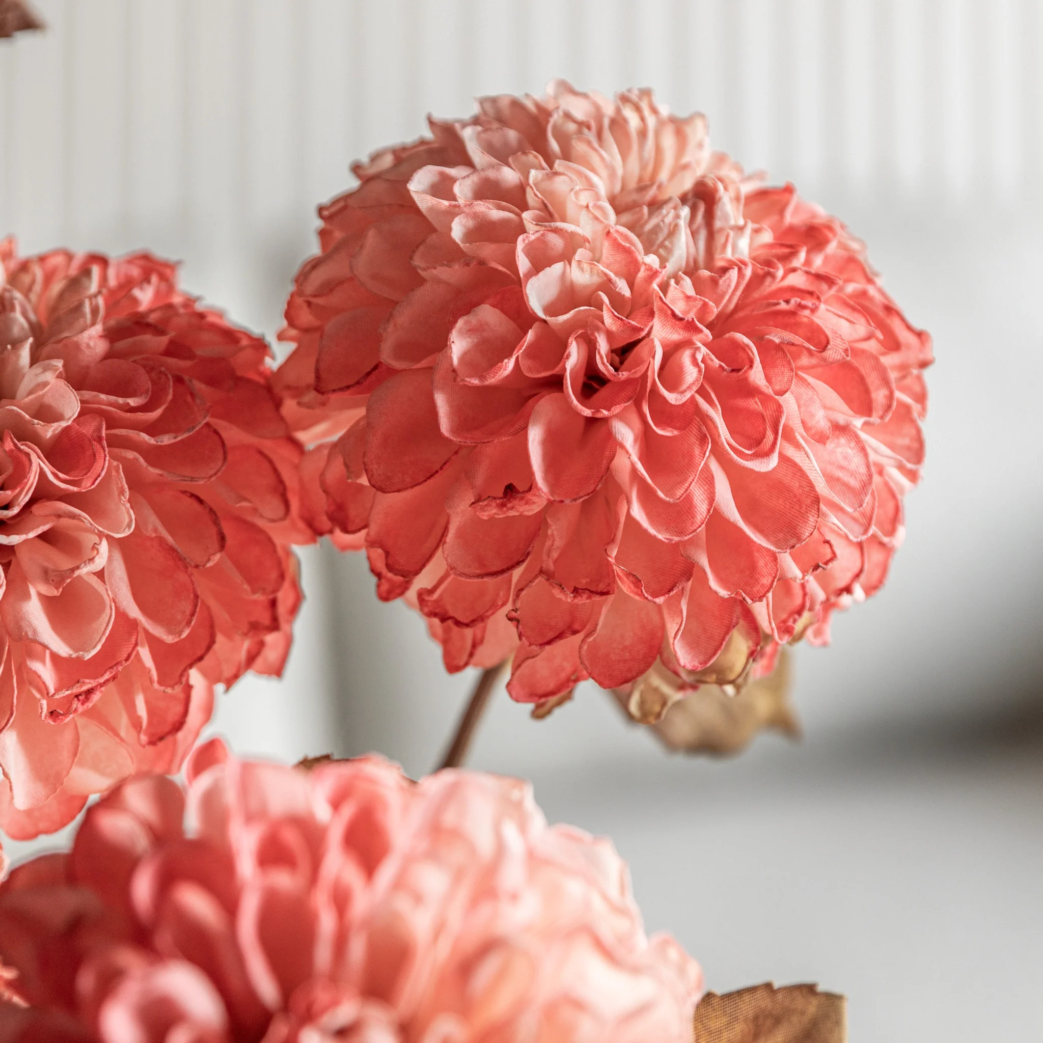 Dahlina Pink Set Of 6 Artificial Flowers - DHD Faux Stem Dahlia Apricot 73CM 6Pk - Image 3