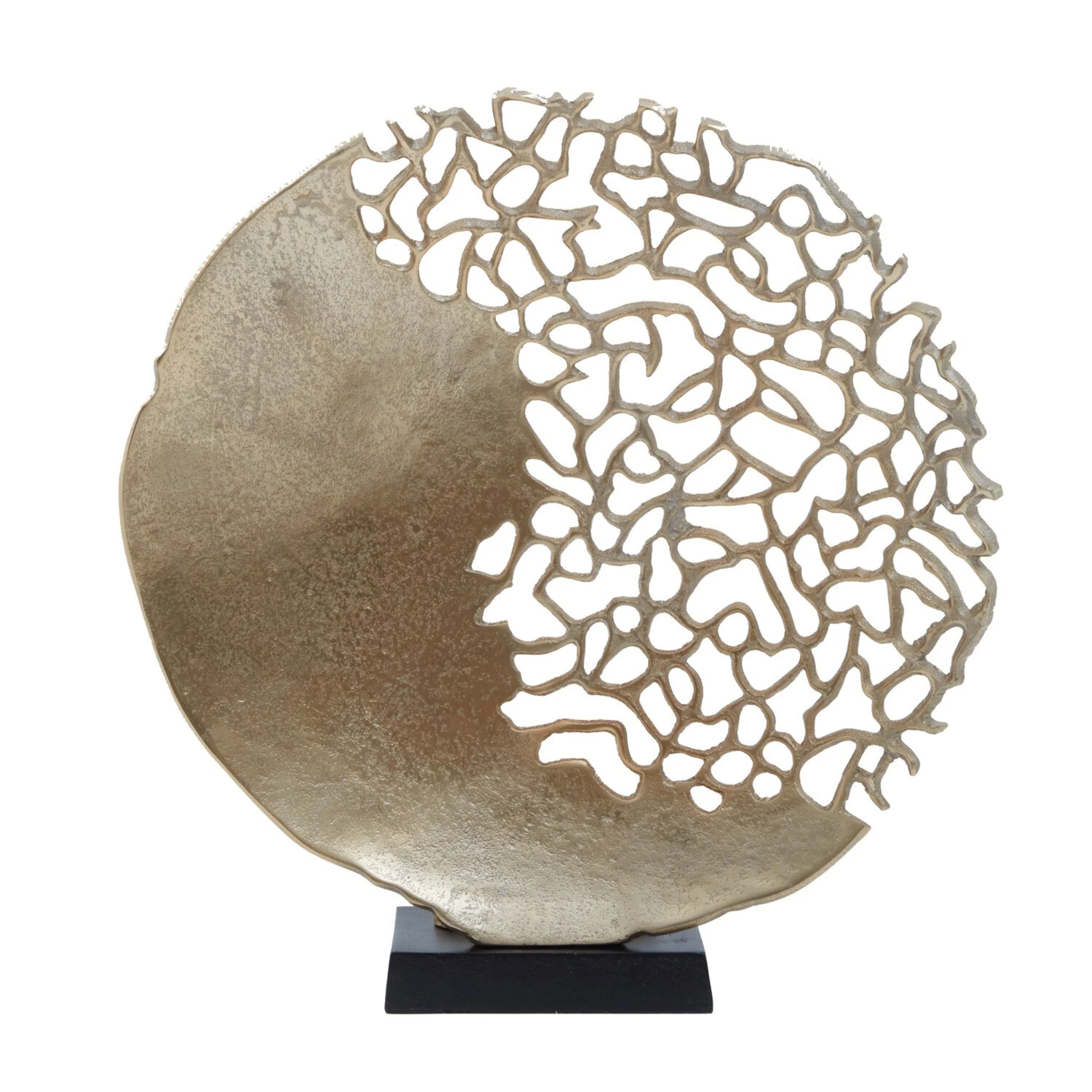 Daito Black and Gold Finish Round Sculpture - Daito Black and Gold Finish Round Sculpture
