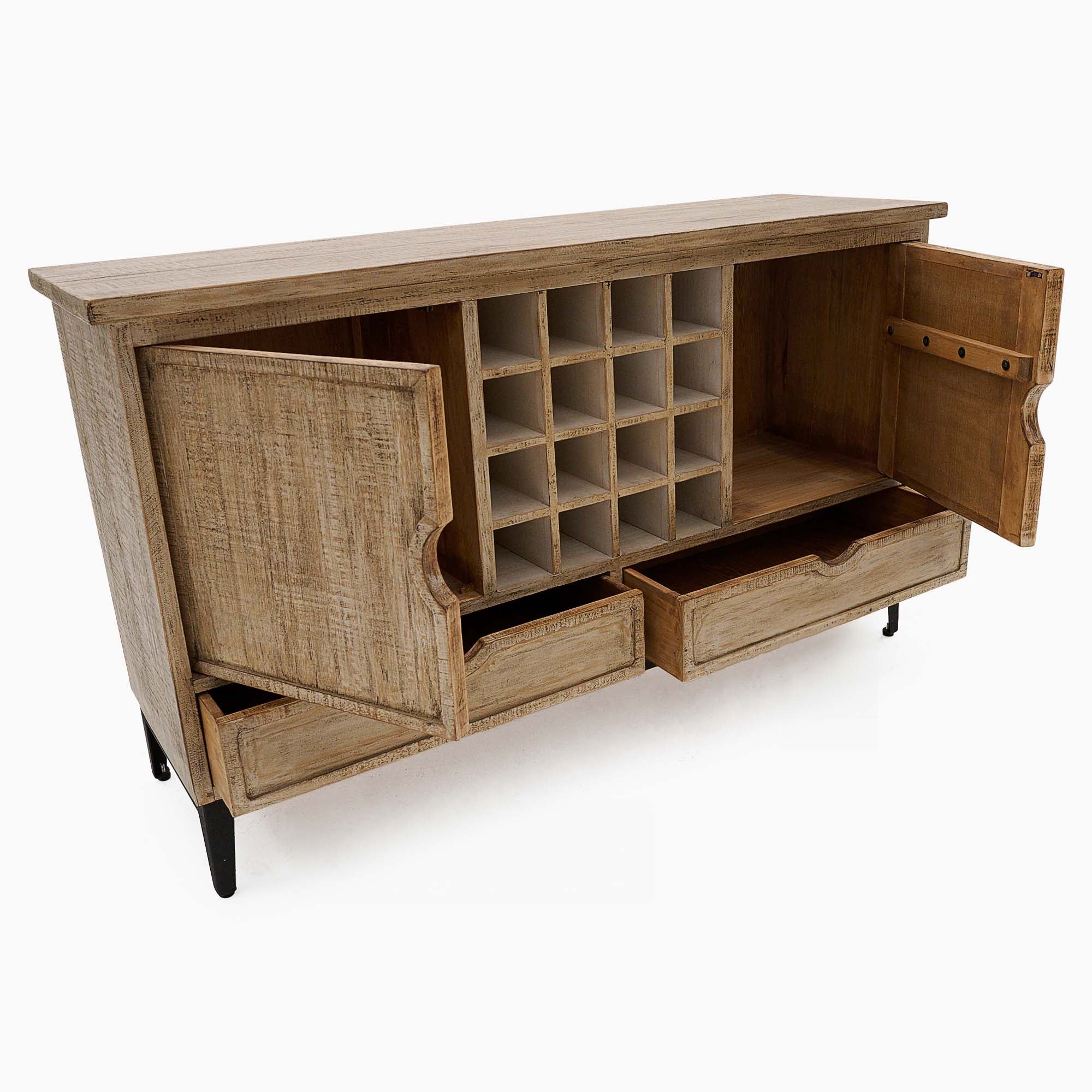 Dakota Sideboard with Wine Rack - Sideboard with Wine Rack Reclaimed Solid Wood - Image 8