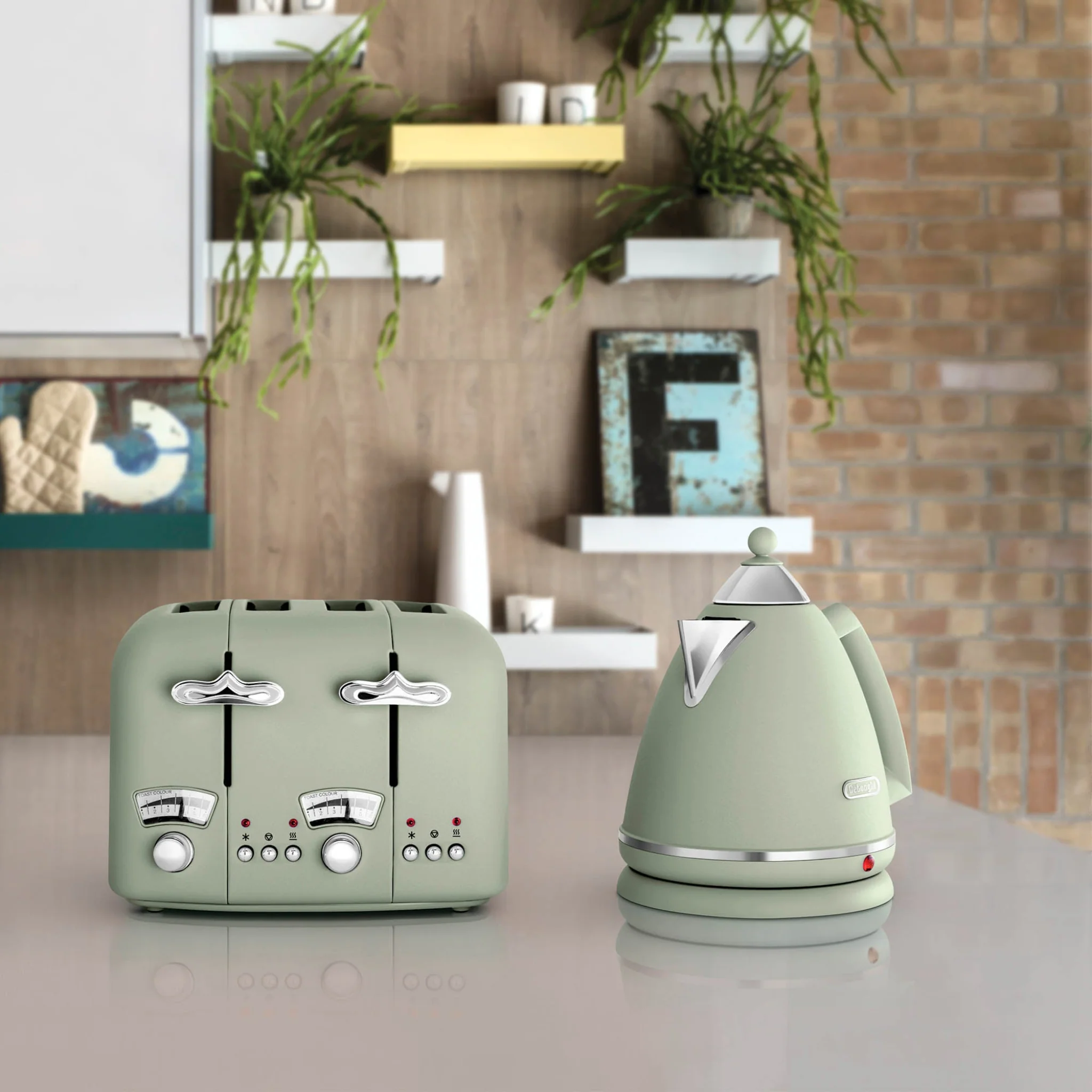 DeLonghi Argento Toaster Green 4 Slice