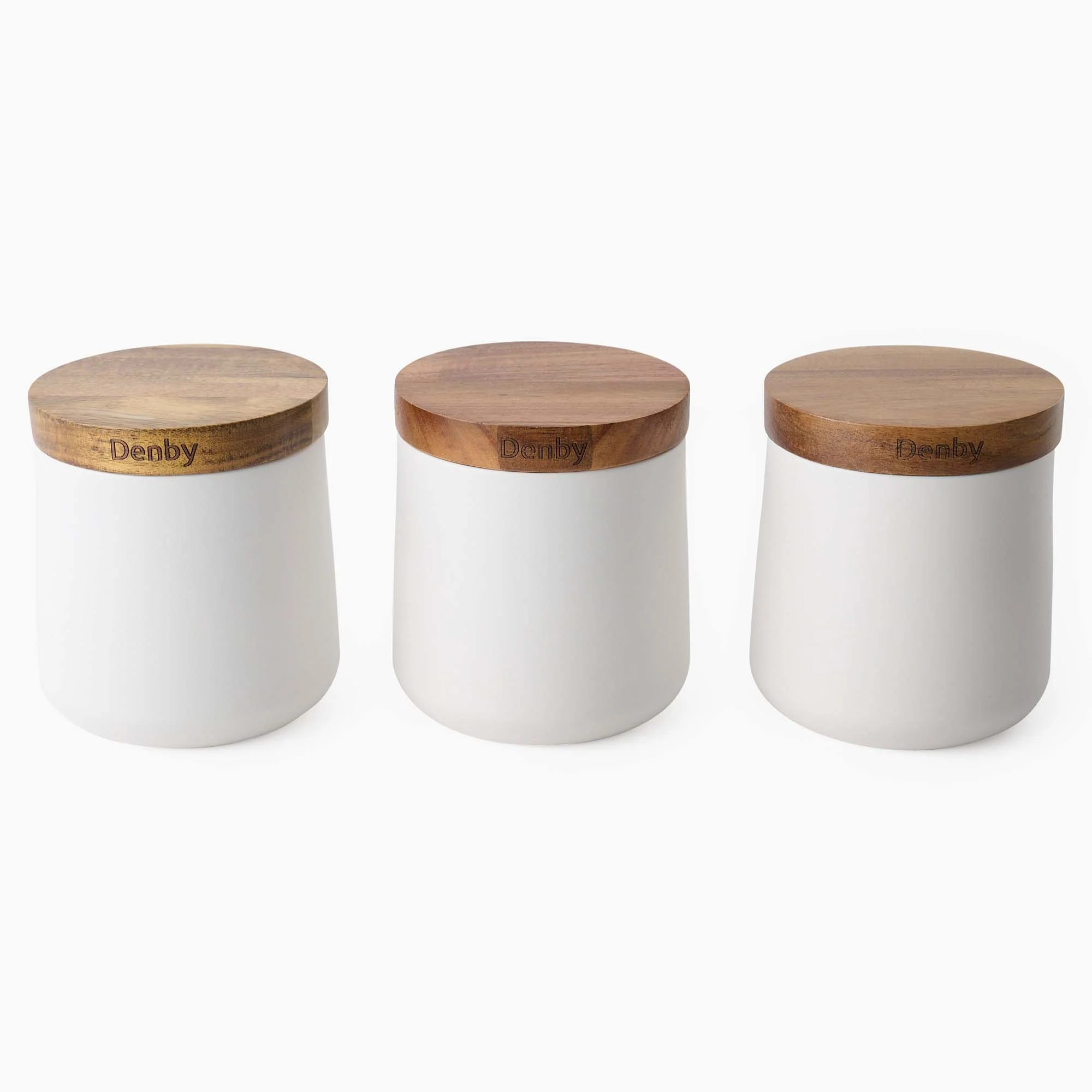 Denby Acacia Lid White Set of 3 Storage Canisters - DISC Denby Storage Canisters S/3 White - Image 2