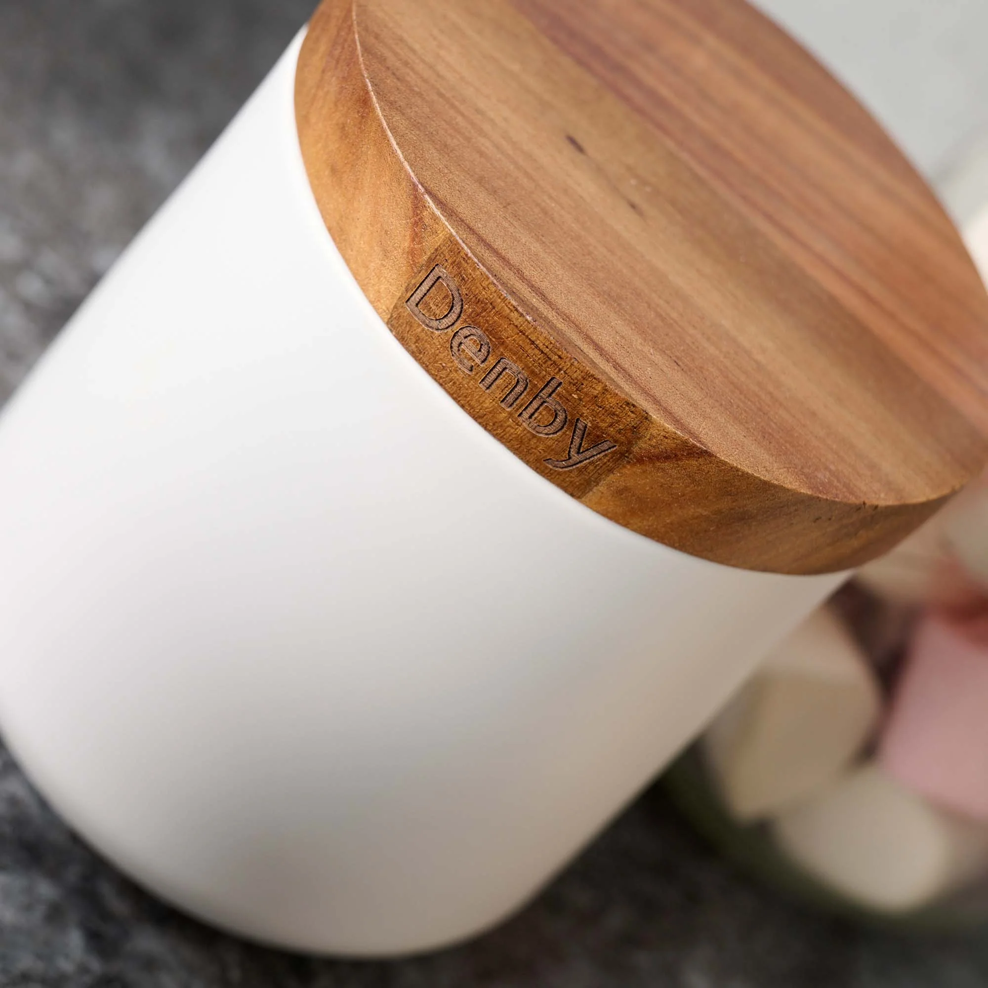 Denby Acacia Lid White Set of 3 Storage Canisters - DISC Denby Storage Canisters S/3 White - Image 4