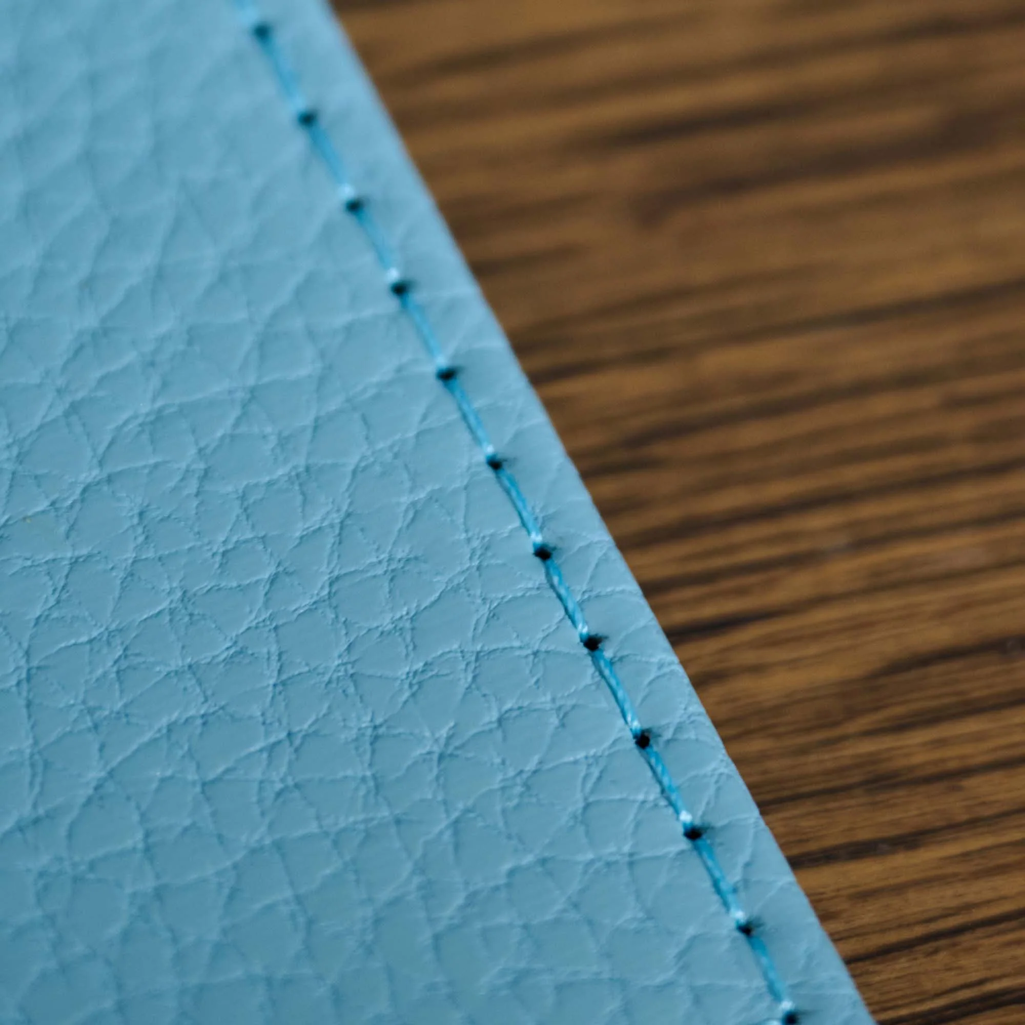 Denby Blue Faux Leather Set of 4 Coasters - DISC Denby Faux Leather Coaster Aqua Set of 4 - Image 3