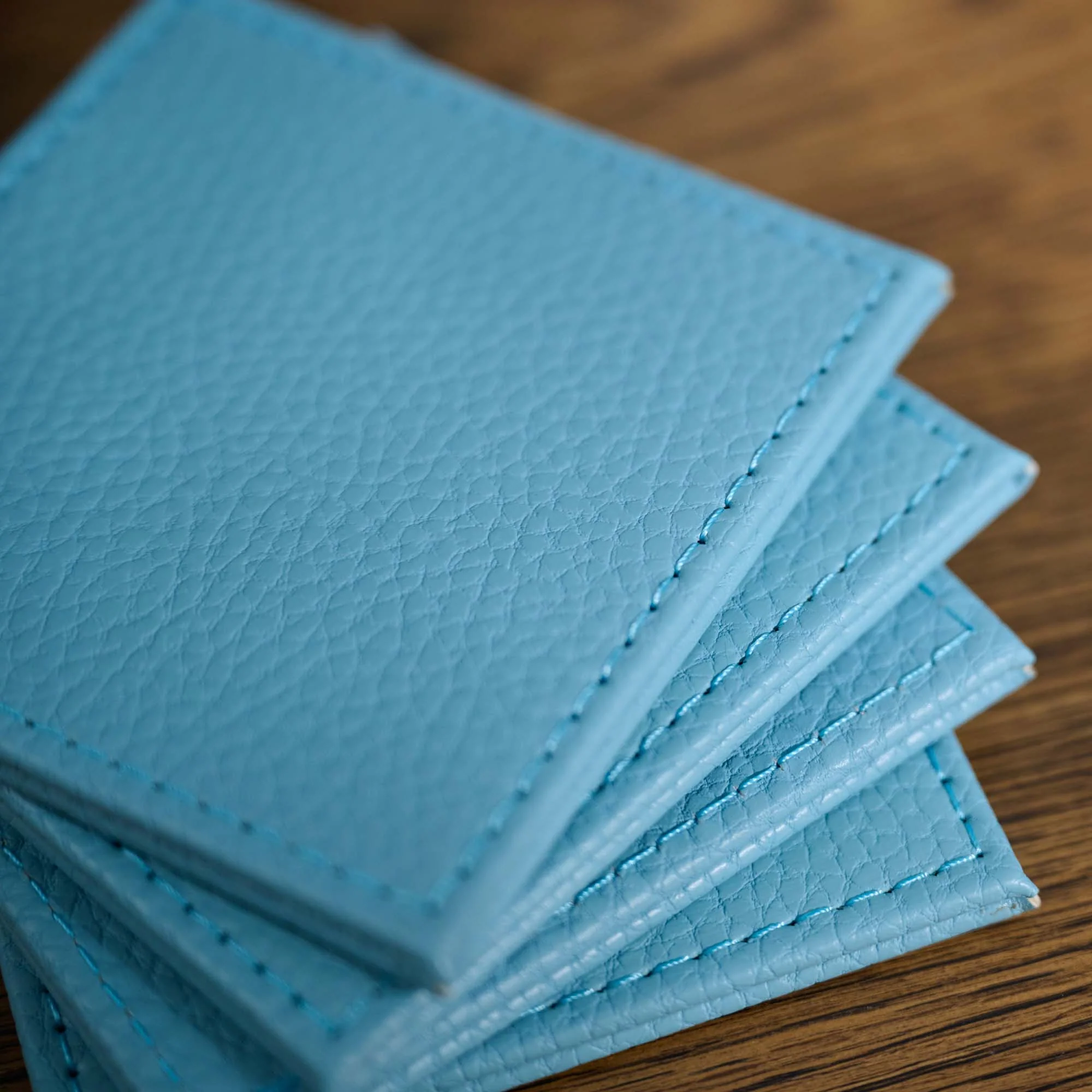 Denby Blue Faux Leather Set of 4 Coasters - DISC Denby Faux Leather Coaster Aqua Set of 4 - Image 4