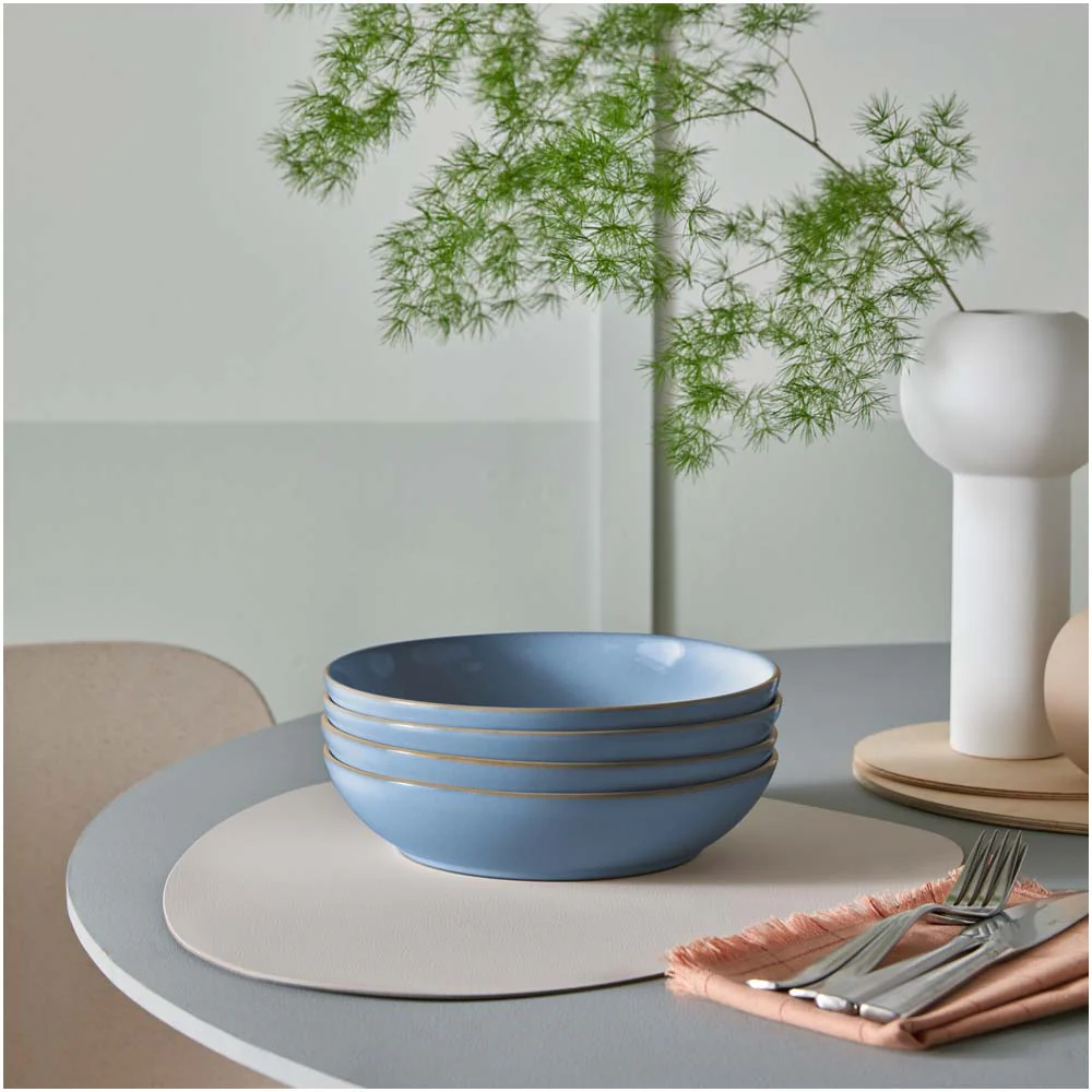 Denby Blue Set of 4 Pasta Bowls - Sky Blue Set Of 4 Pasta Bowls