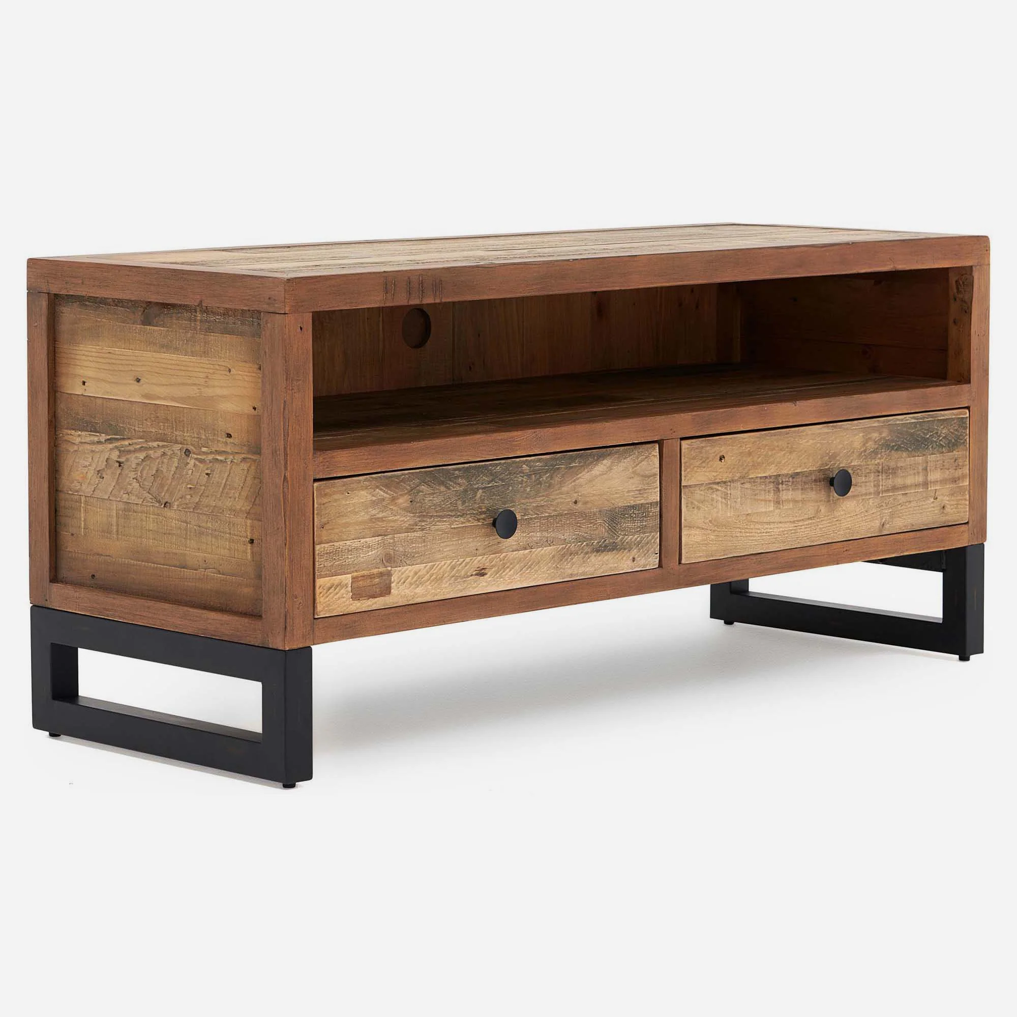 Detroit TV Unit - Small TV Unit Oaklands & Rustic Natural Finish - Image 4