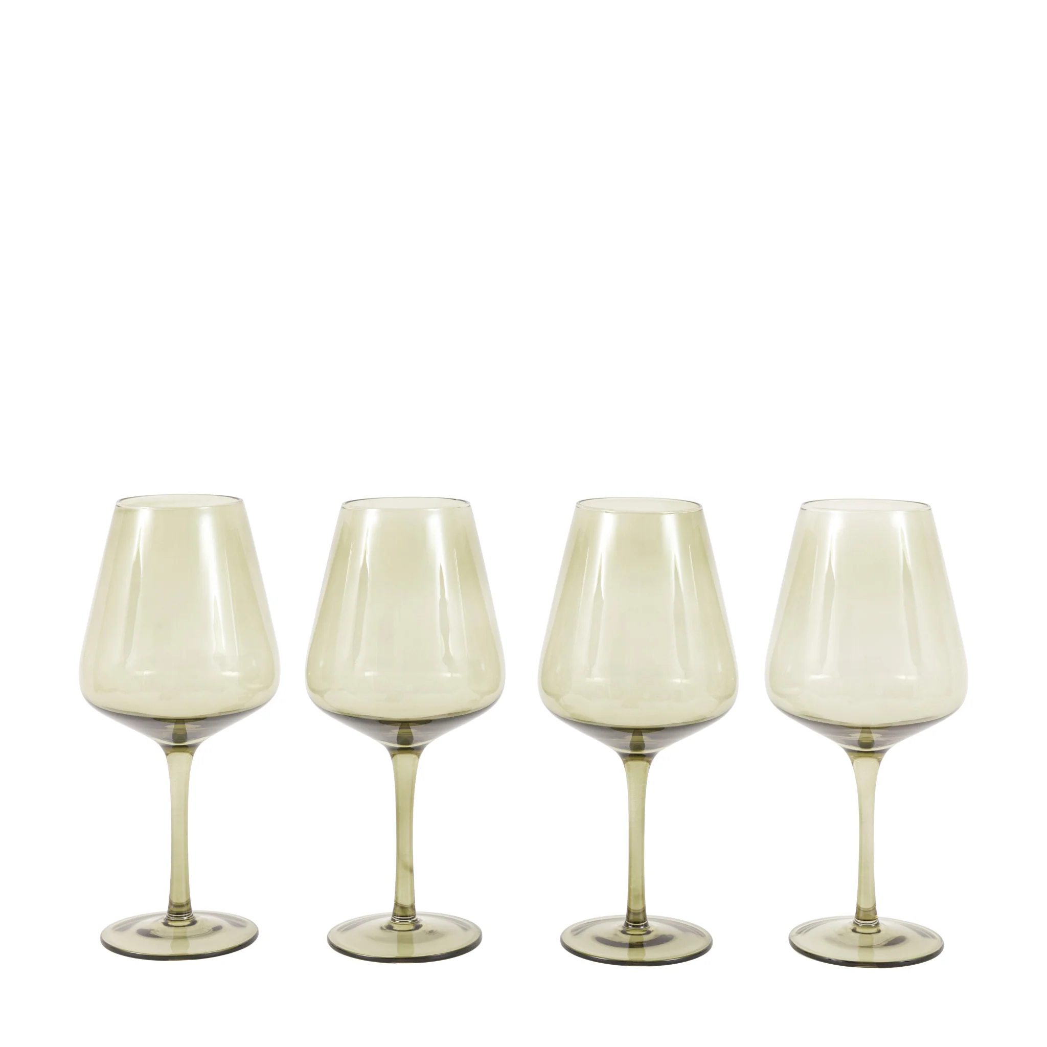 Set Of 4 Green Wine Glasses - DHD Wine Glass Smokey Green 4Pk - Image 4
