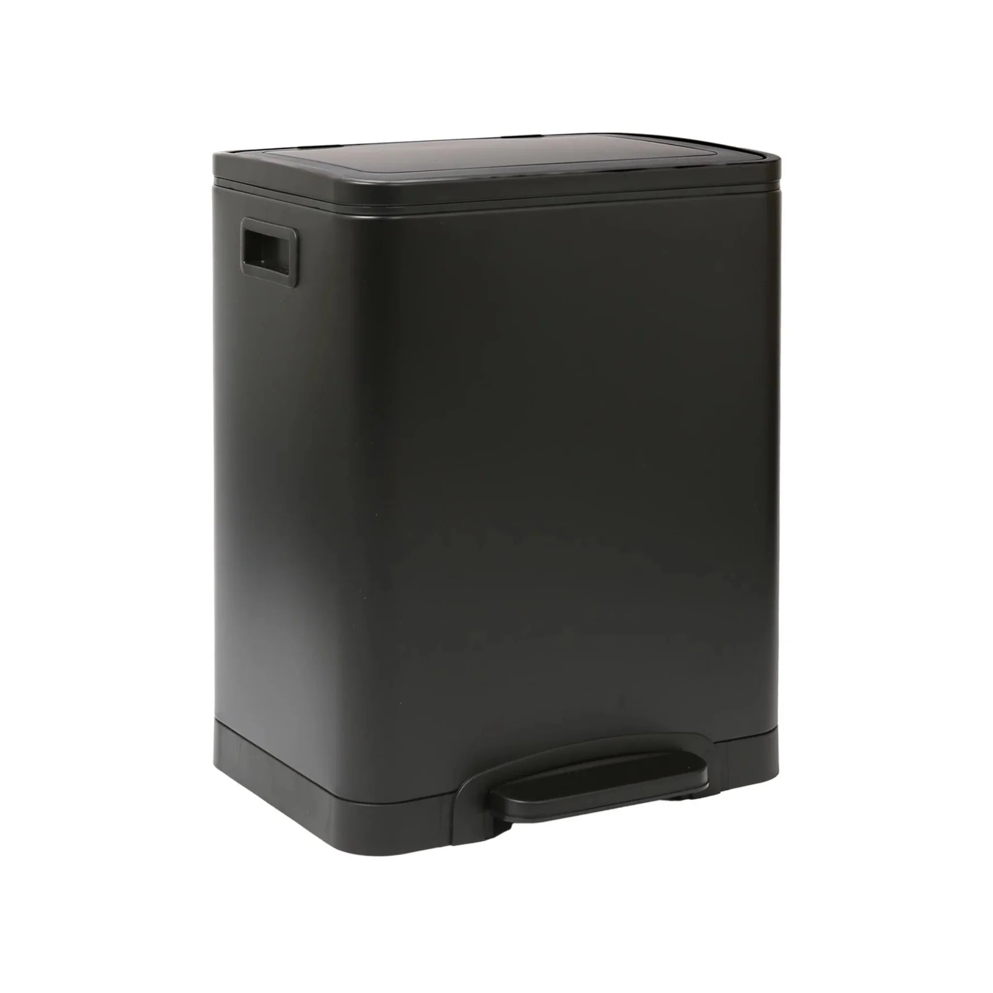 Matt Black Stainless Steel Double Kitchen Pedal Bin - Double Pedal Bin Matt Black 30L