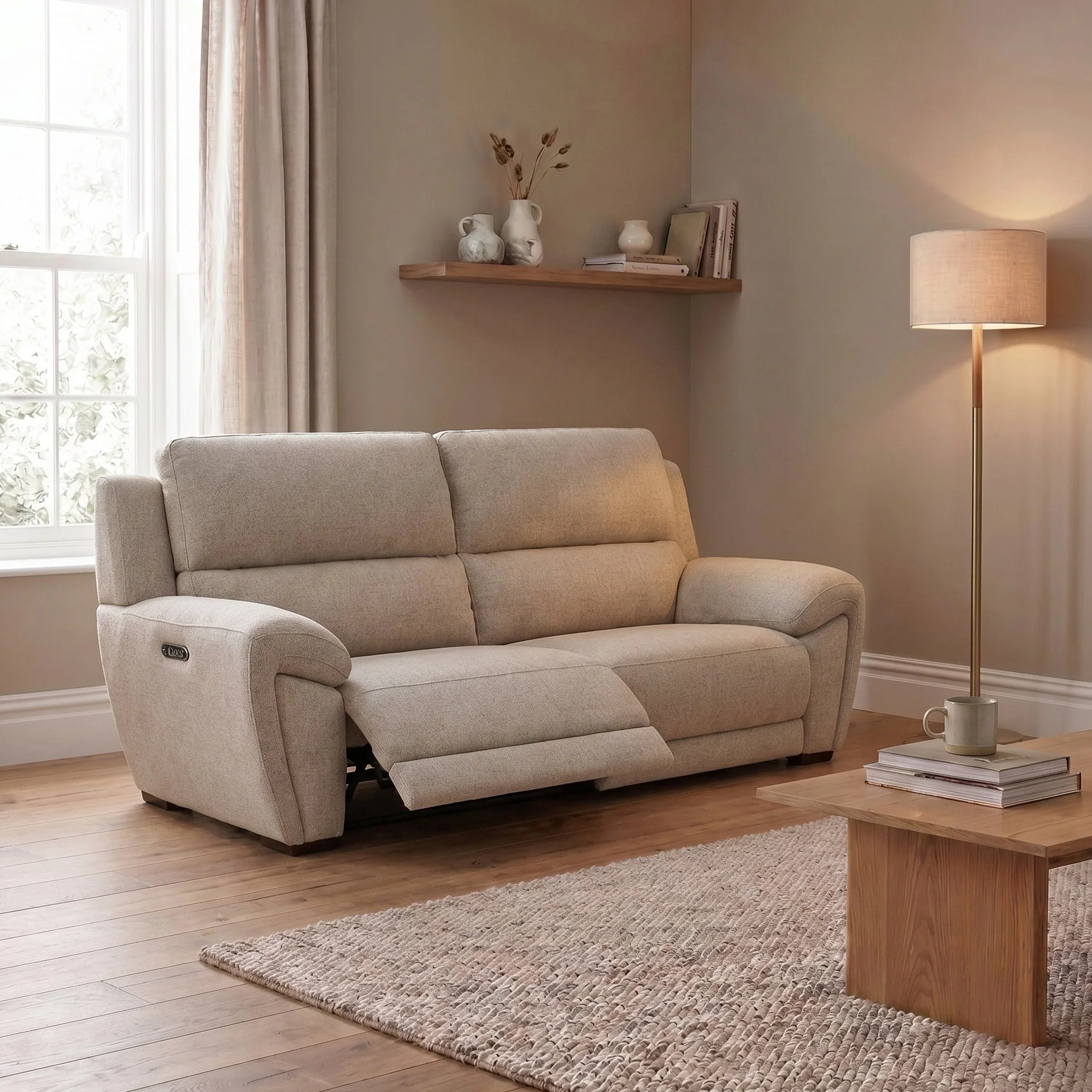 Echo 3 Seater Recliner Sofa - 2.5 Seater Sofa 2 Power Recliners Lumber Support Fabric - Power With Power Headrest Footrest Lumbar & USB - Image 2
