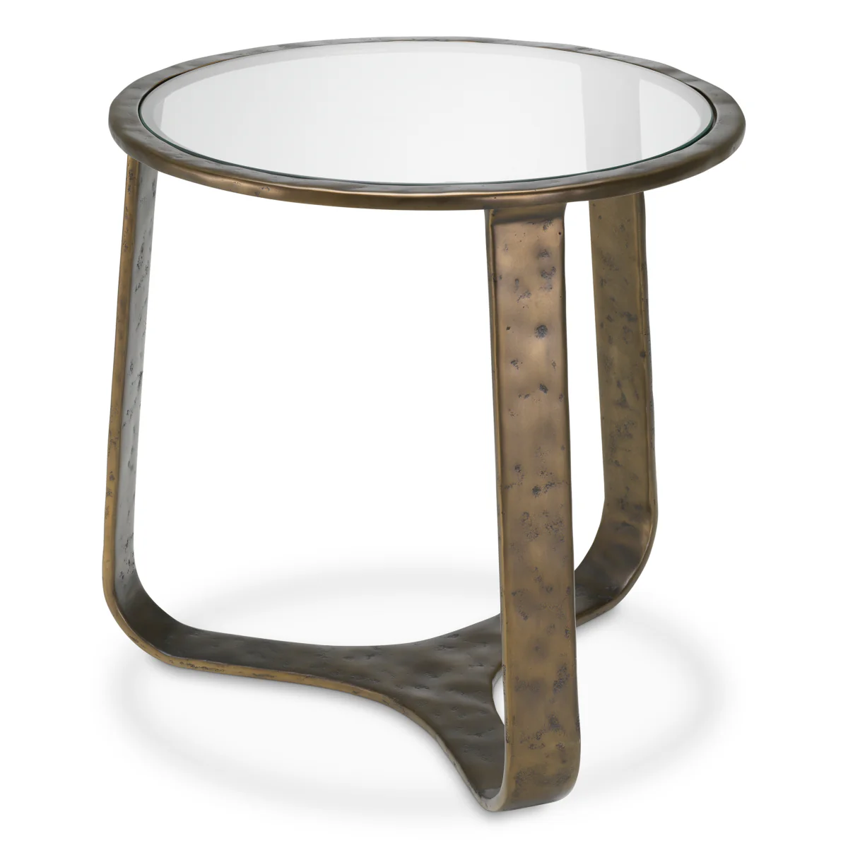 Eichholtz Cambronne Side Table Bronze Finish Clear Glass Top - Side Table Bronze Finish Clear Glass Top