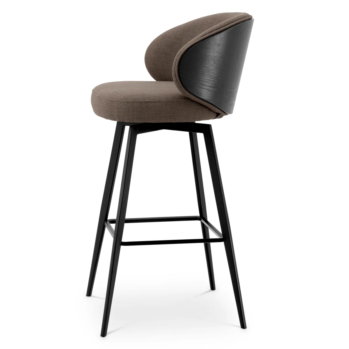 Eichholtz Camerota Swivel Bar Stool Scalea Grey  Black Wooden Back - Swivel Bar Stool Scalea Grey  Black Wooden Back - Image 4