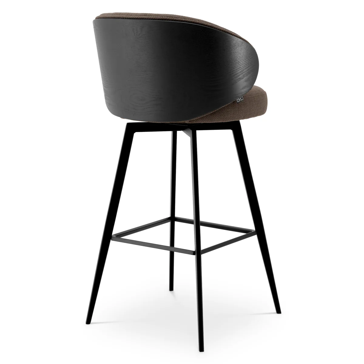 Eichholtz Camerota Swivel Bar Stool Scalea Grey  Black Wooden Back - Swivel Bar Stool Scalea Grey  Black Wooden Back - Image 5
