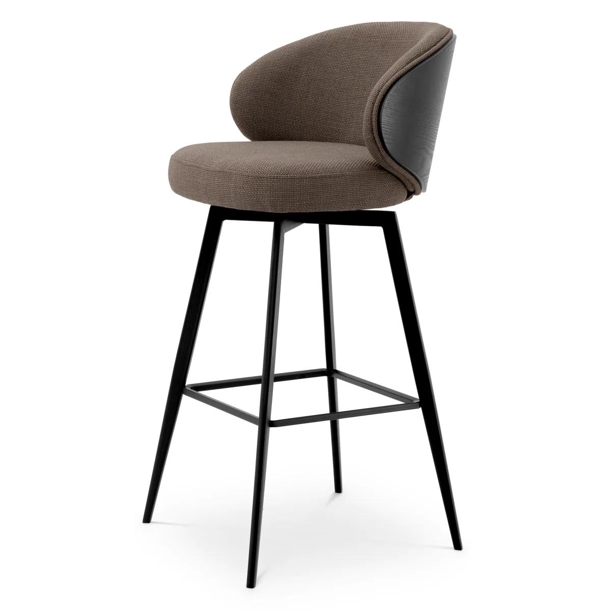 Eichholtz Camerota Swivel Bar Stool Scalea Grey  Black Wooden Back - Swivel Bar Stool Scalea Grey  Black Wooden Back - Image 6